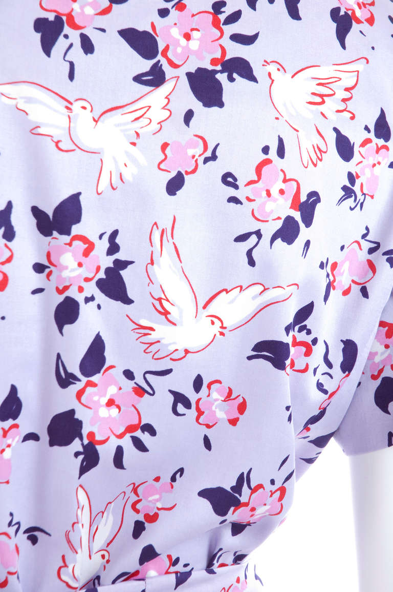 Women's 79's Yves Saint Laurent White Dove's Print Dress