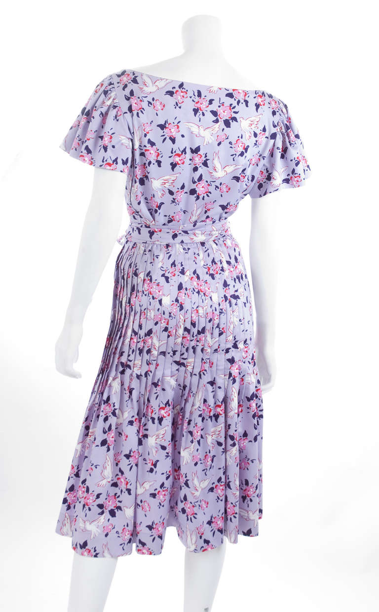 79's Yves Saint Laurent White Dove's Print Dress 2