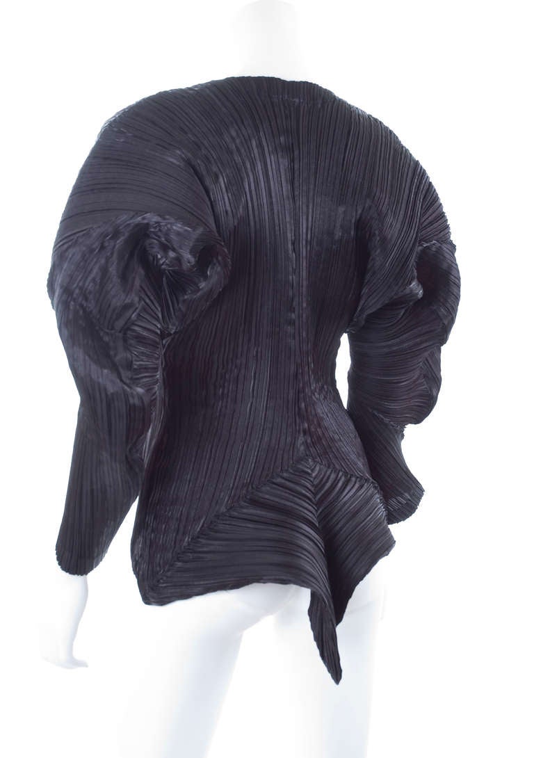 80's Issey Miyake Black Sculptural Jacket For Sale 1