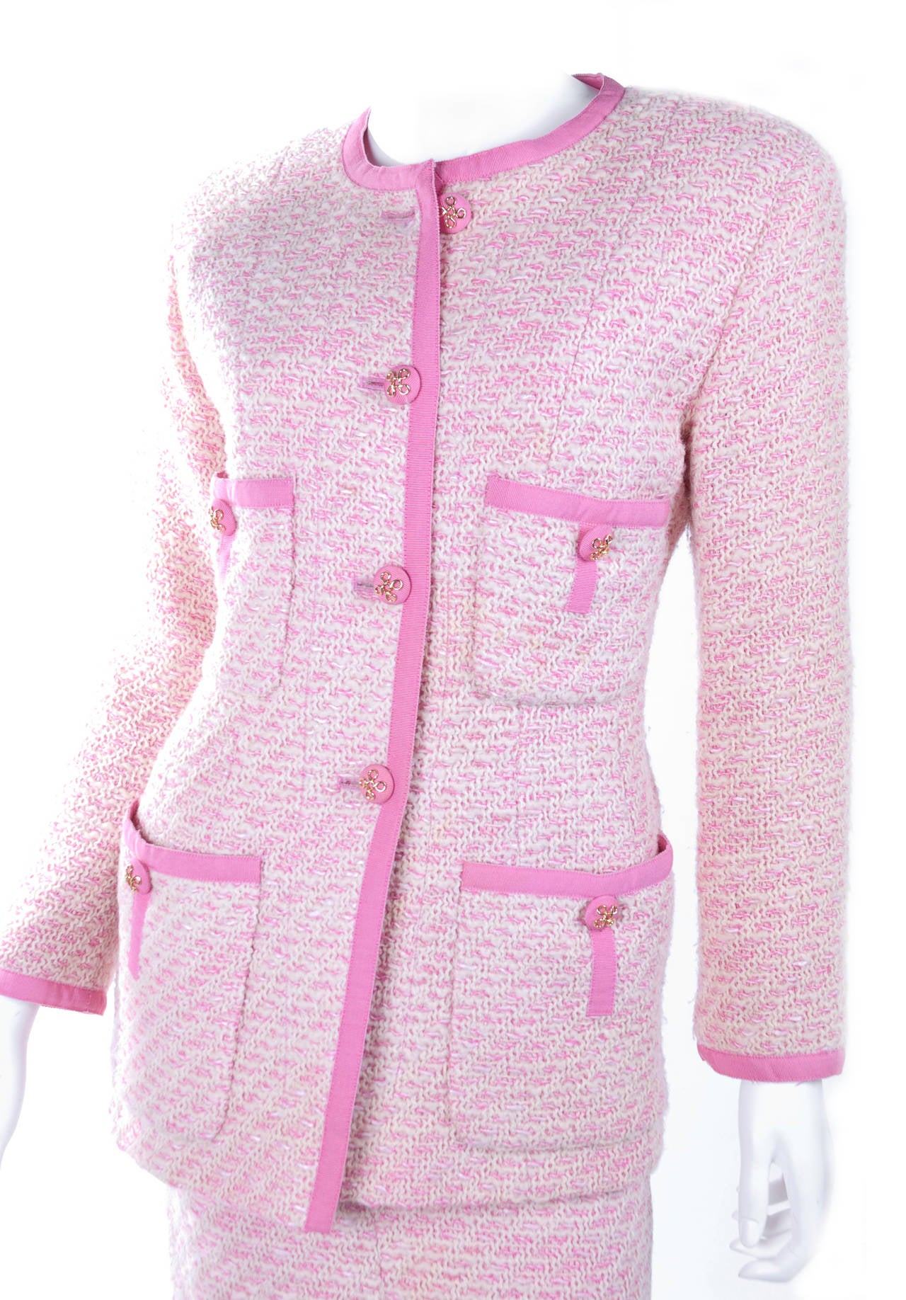 Chanel Suit in Pink and Creme Documented For Sale 1