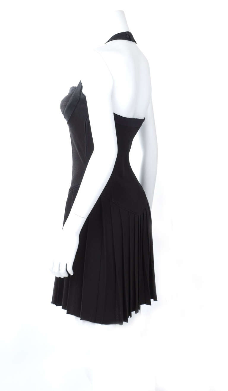 Vintage 1980's Gianni Versace Black Knit Halter Dress For Sale 1