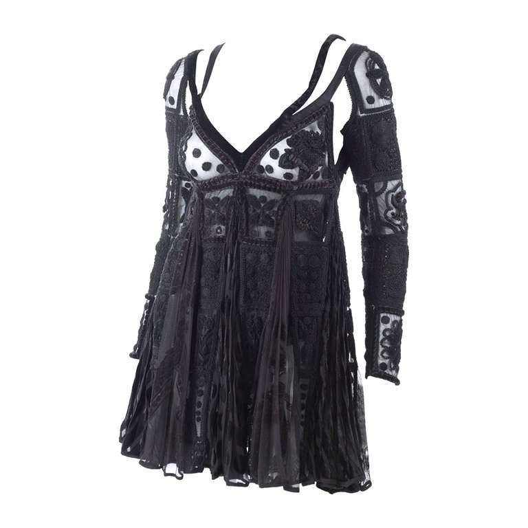 90's Atelier Versace Black Dress or Top