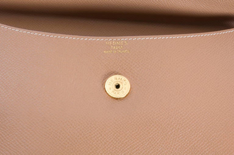 Hermes Pochette RIO brown Couchevel Leather. 3