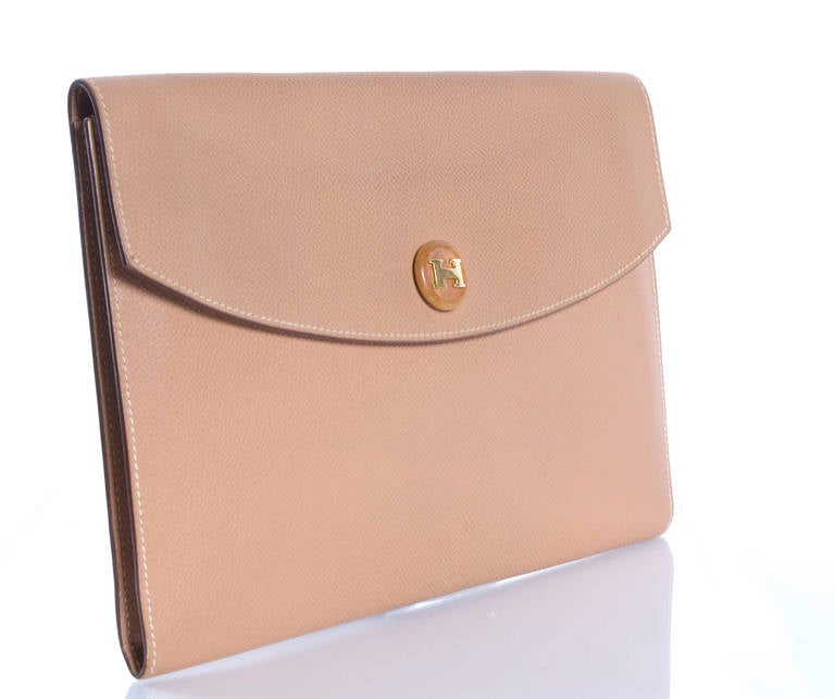 Hermes Pochette RIO brown Couchevel Leather. at 1stdibs  
