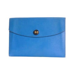 Vintage 1994 Hermes Pochette RIO Blue Couchevel Leather