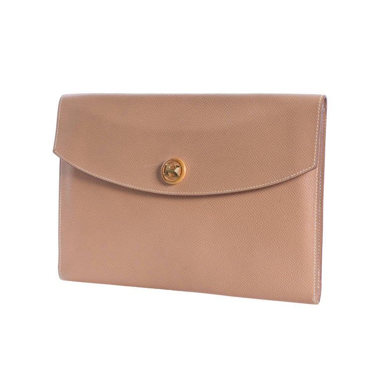 Hermes Pochette RIO brown Couchevel Leather.