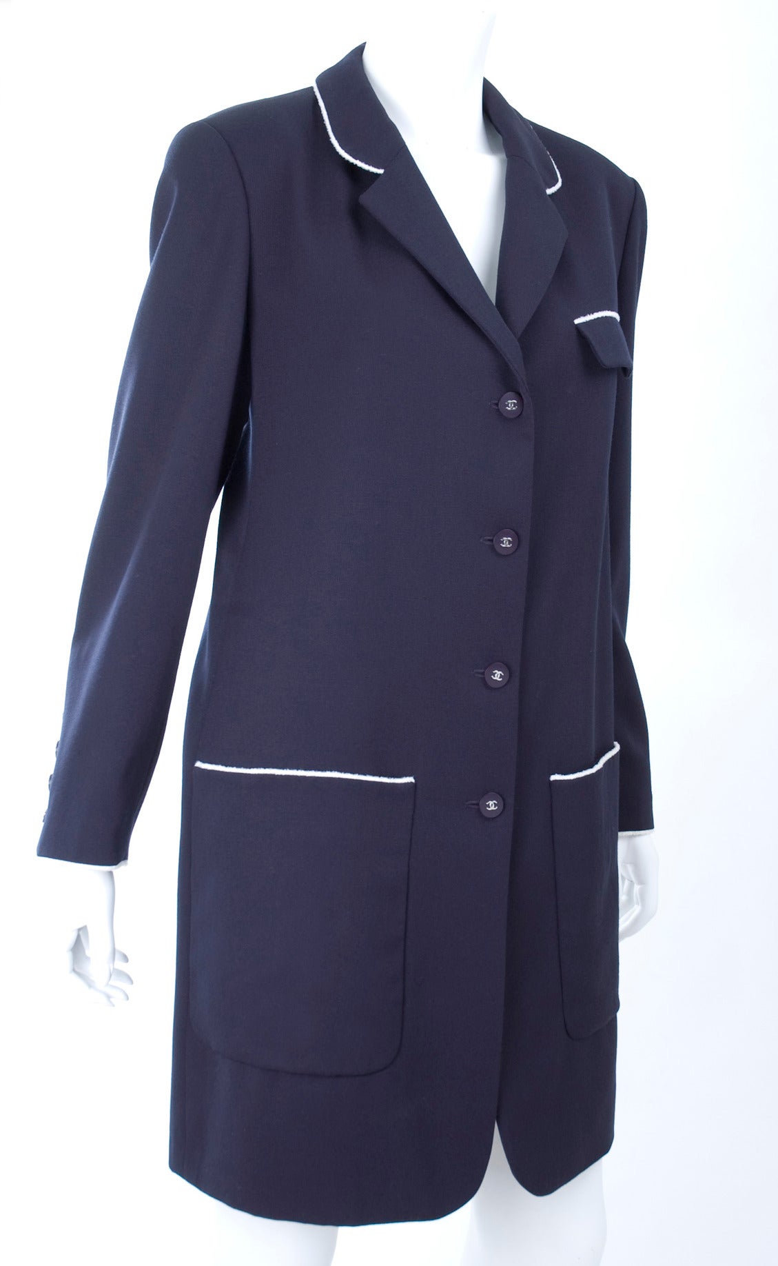 Women's 1996 Chanel Long Jacket or Coat size 48 For Sale