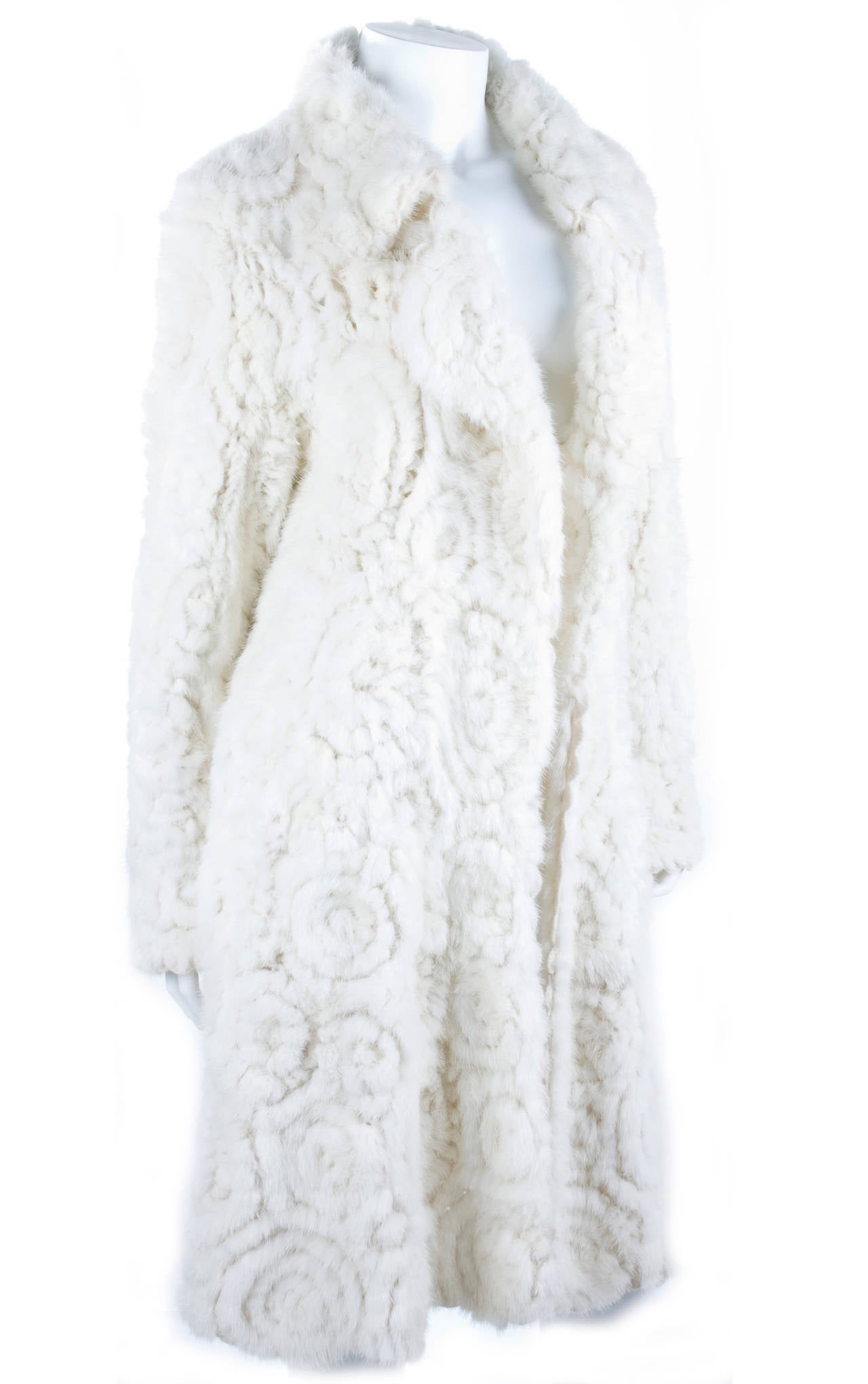 Gray John Galliano White Mink Coat For Sale