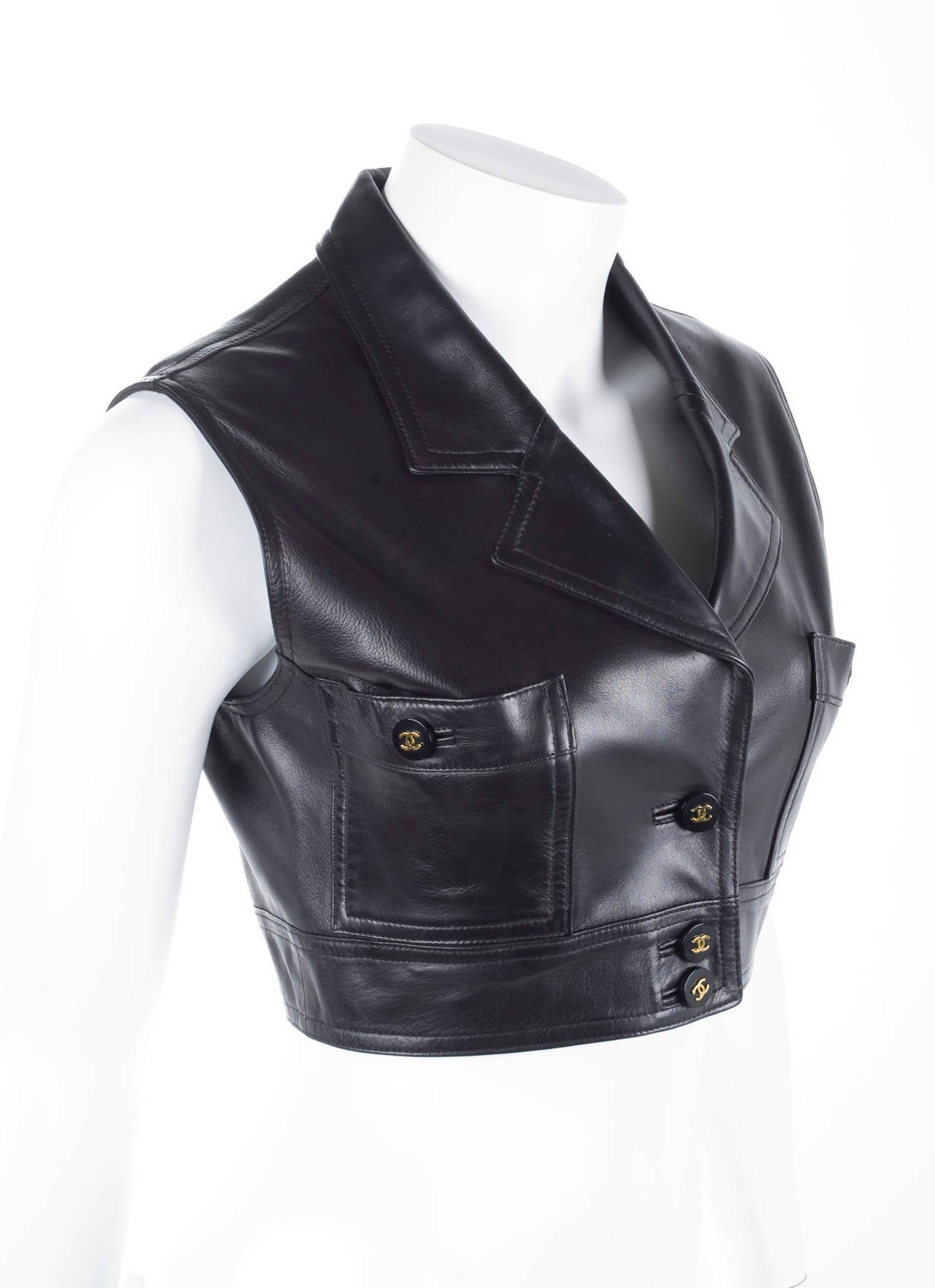 leather cropped vest