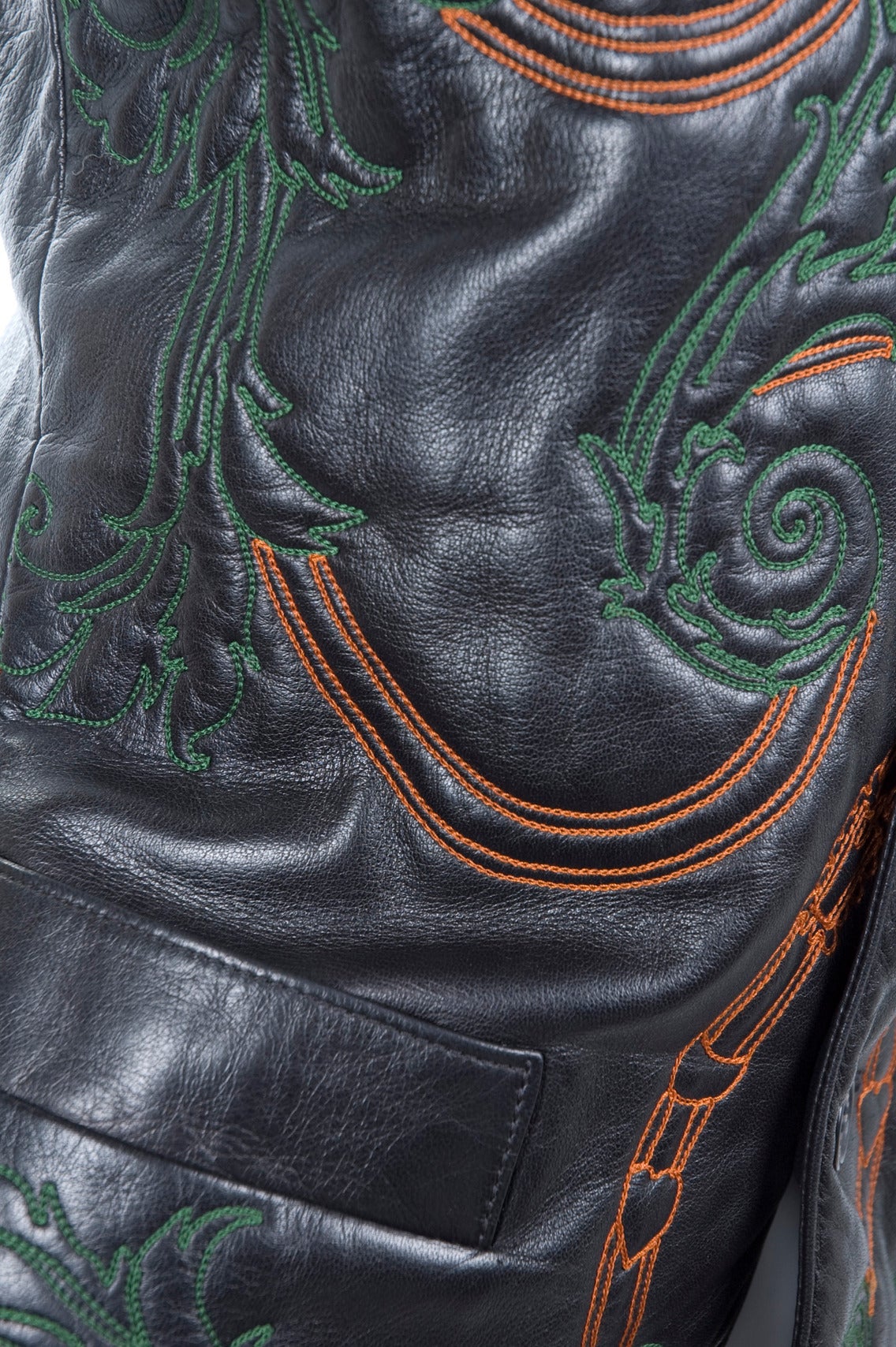 Women's 90's Hermes Embroidered Leather Vest.