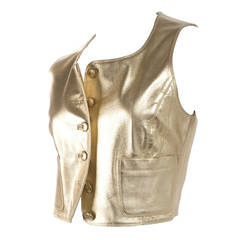 Vintage 80's Chanel Leather Vest in Gold