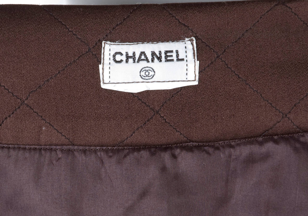 Vintage Brown Chanel Wrap Skirt With CC Safety Pin 3