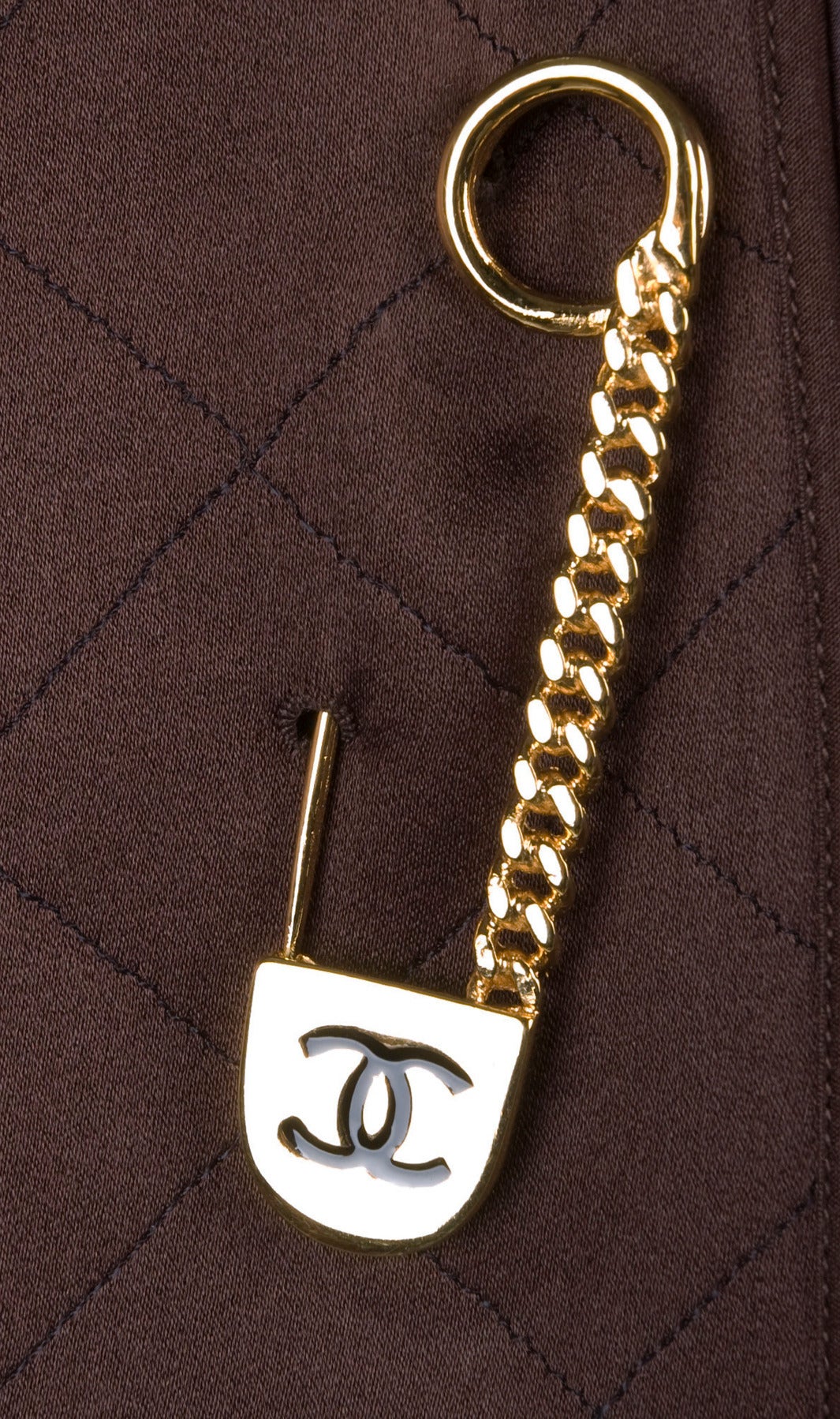Women's Vintage Brown Chanel Wrap Skirt With CC Safety Pin