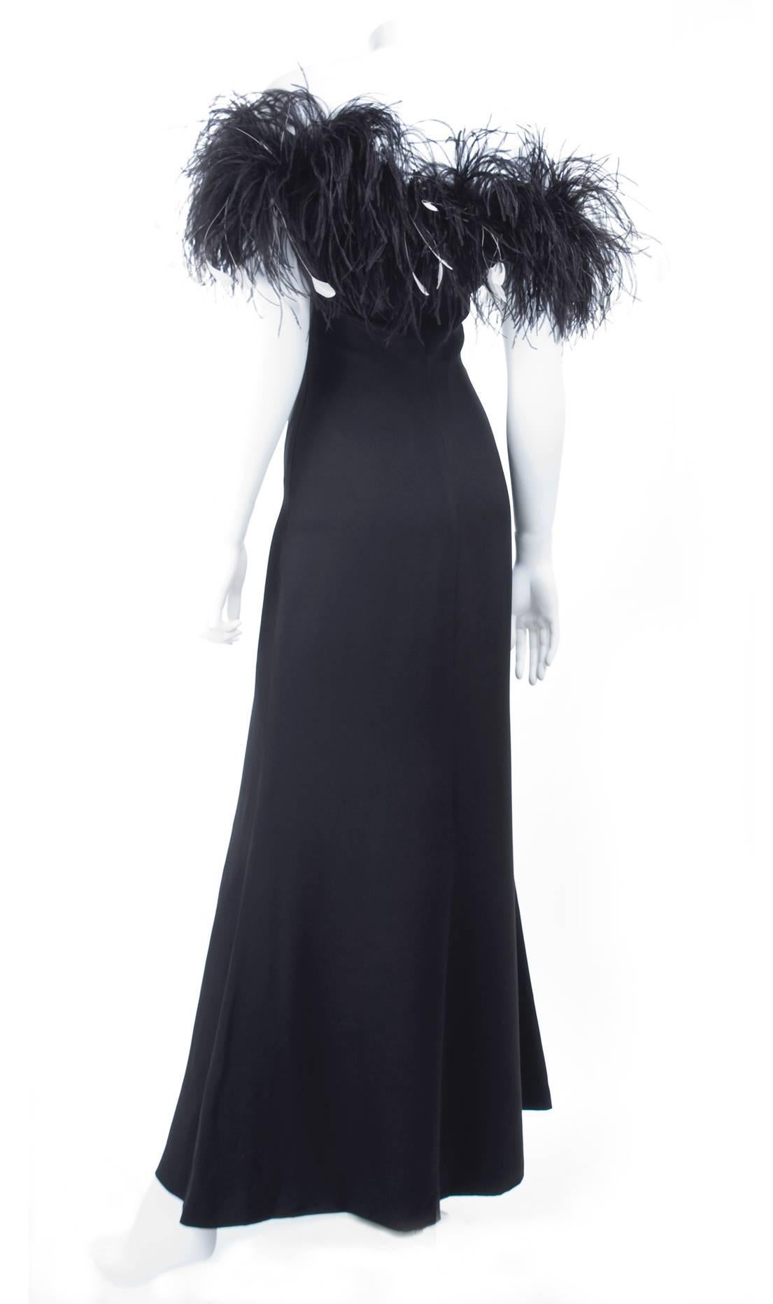 Women's Yves Saint Laurent Gown with Feathers