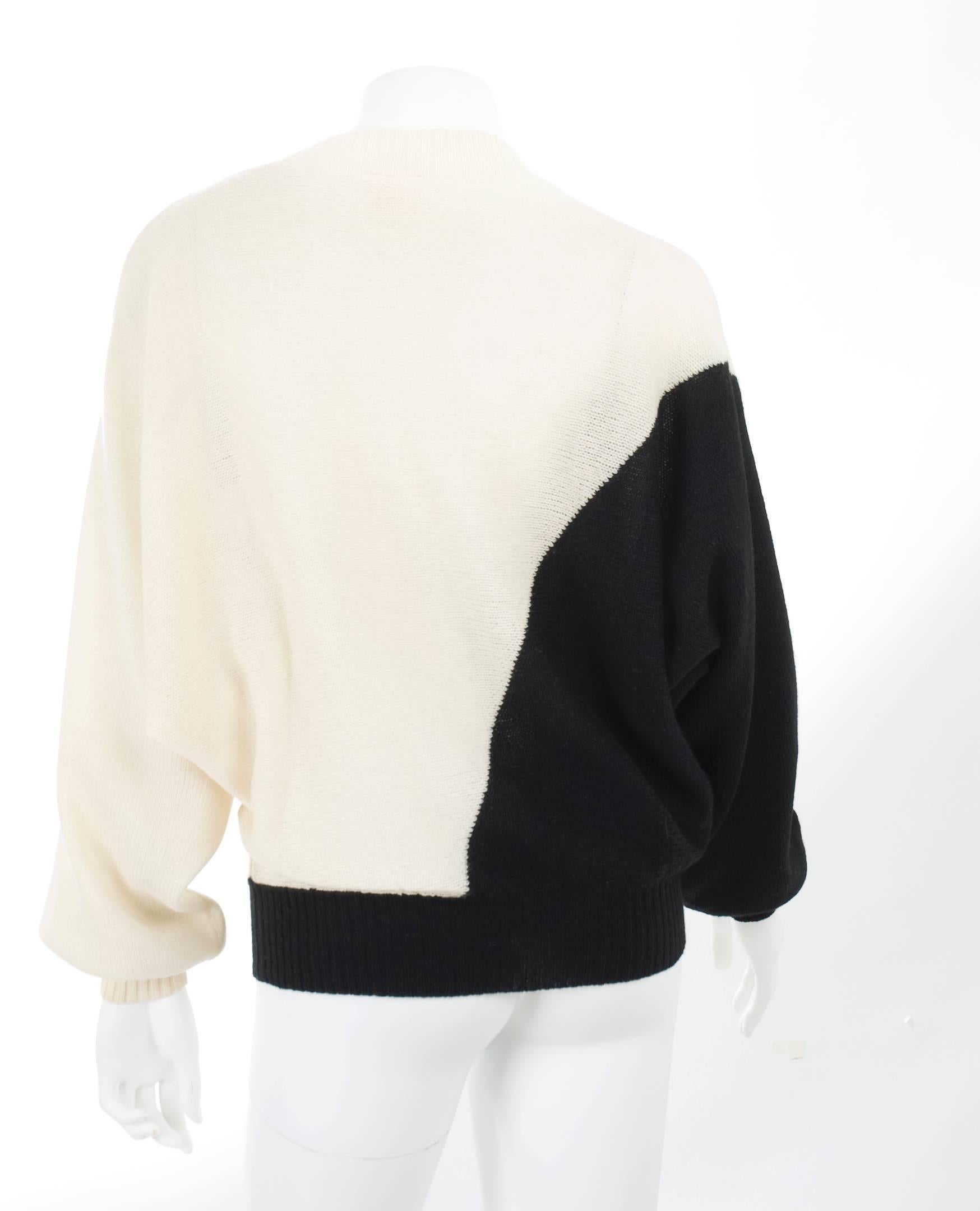 Krizia 1980s Black and Creme Dalmatian Sweater For Sale 1
