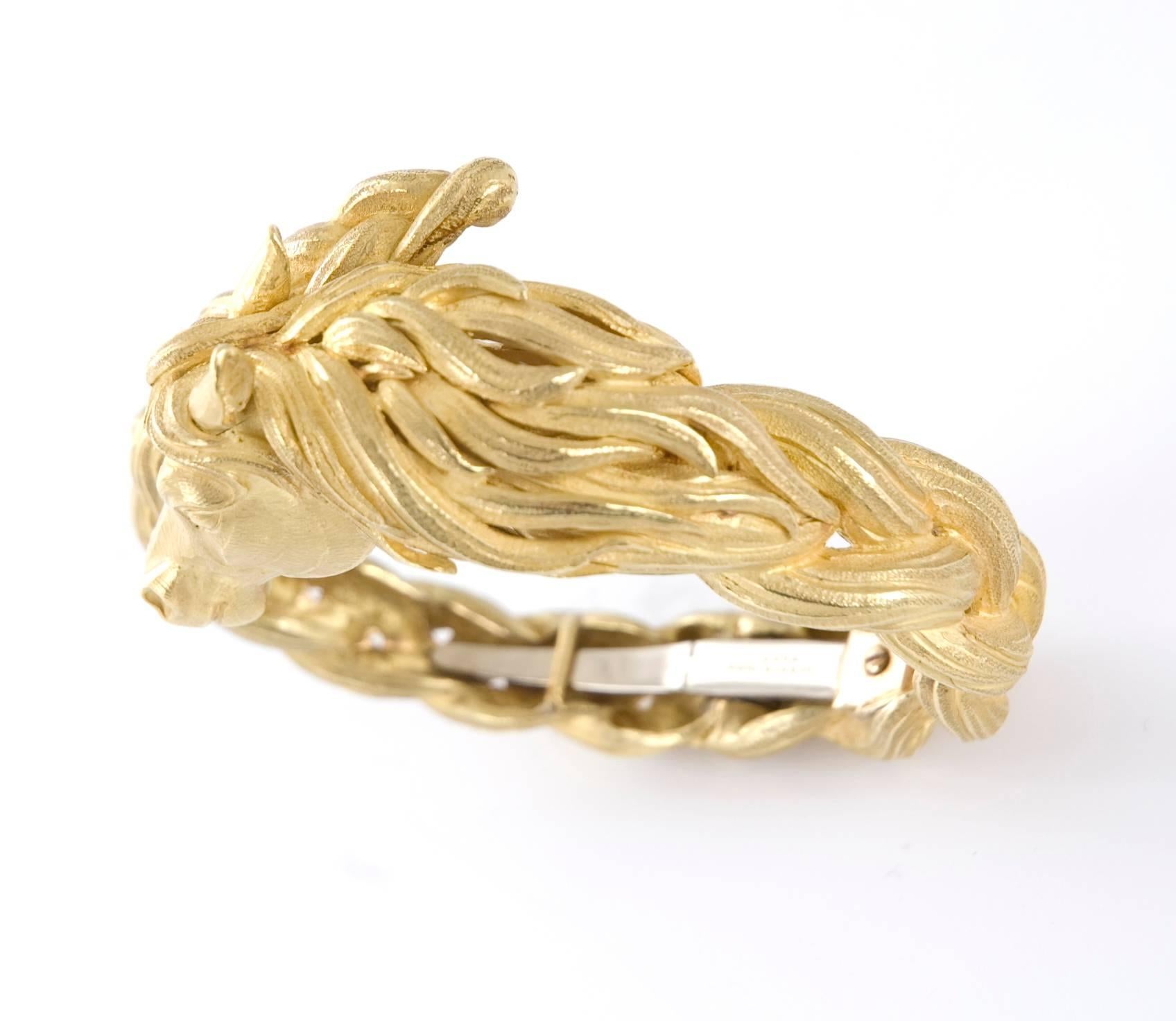 Rare & Vintage Hermes A 18-Karat Gold Horse Bracelet Bangle  1