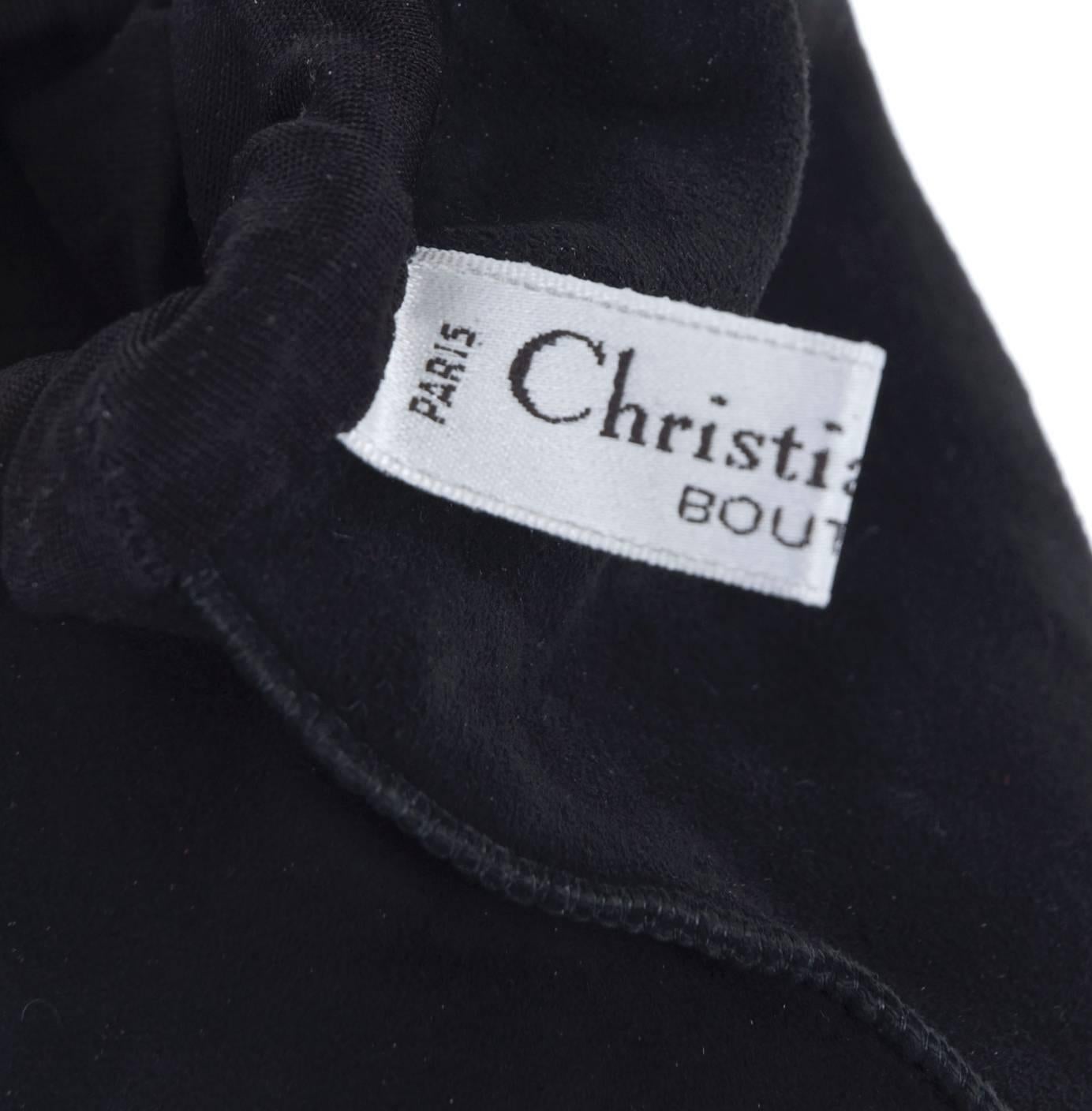 Vintage Christian Dior Boutique Black Suede Gloves Embelished with  Bee's For Sale 6