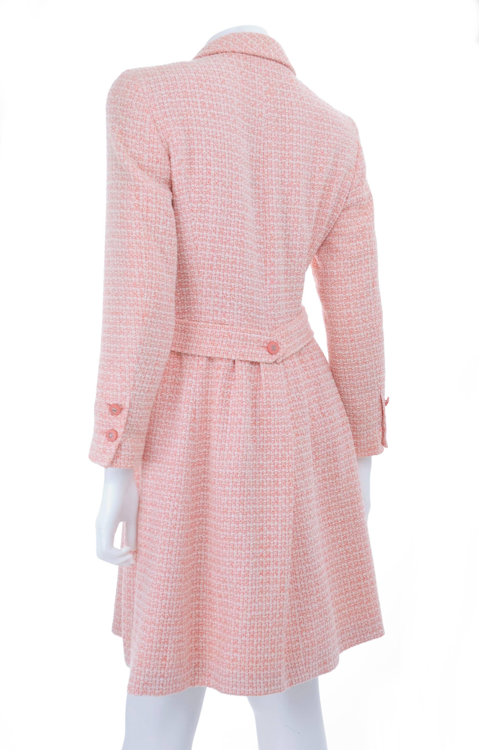 1996A Runway Chanel Coat Dress w Cabochon Buttons
