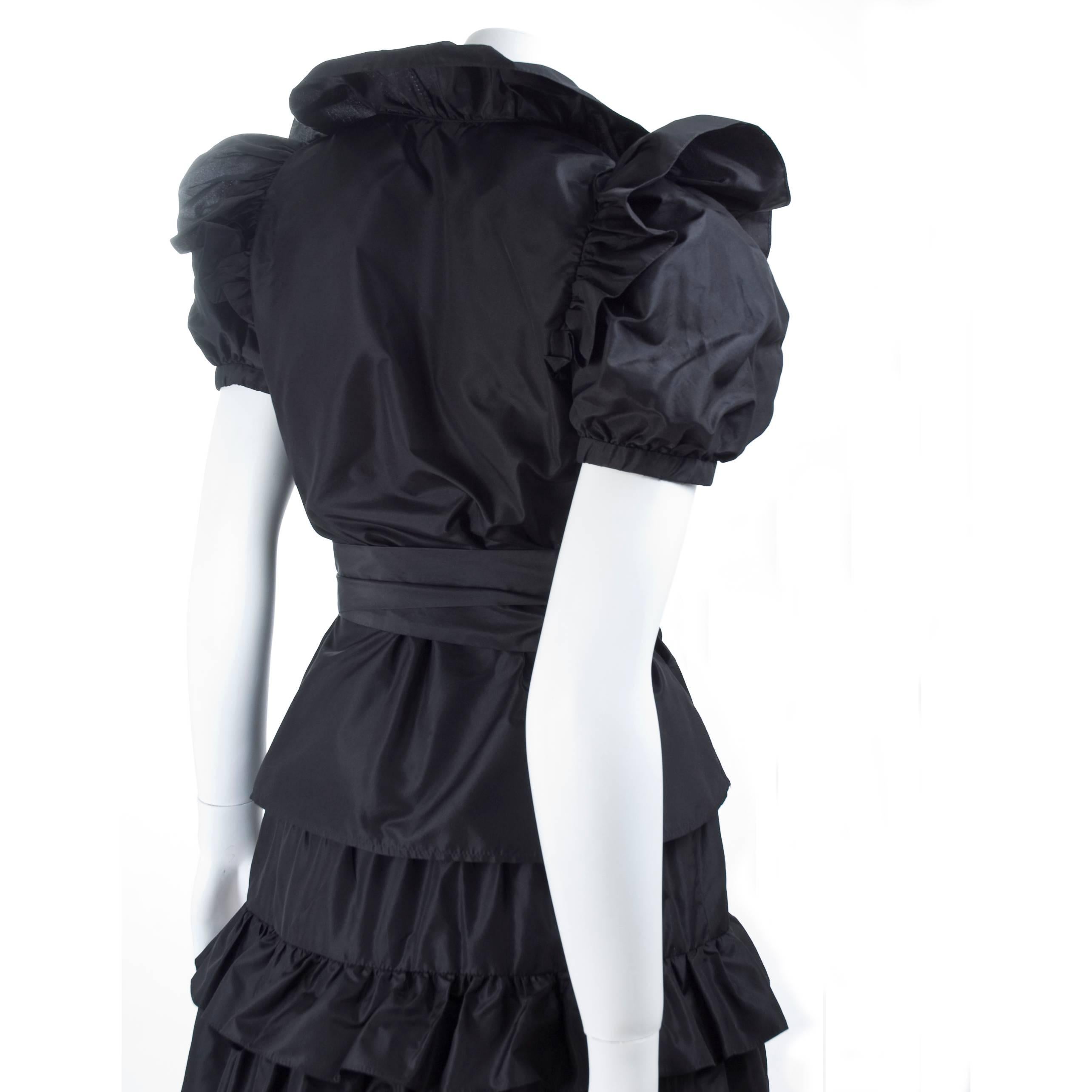 Vintage Yves Saint Laurent 2pc. Taffeta Dress in Black For Sale 3