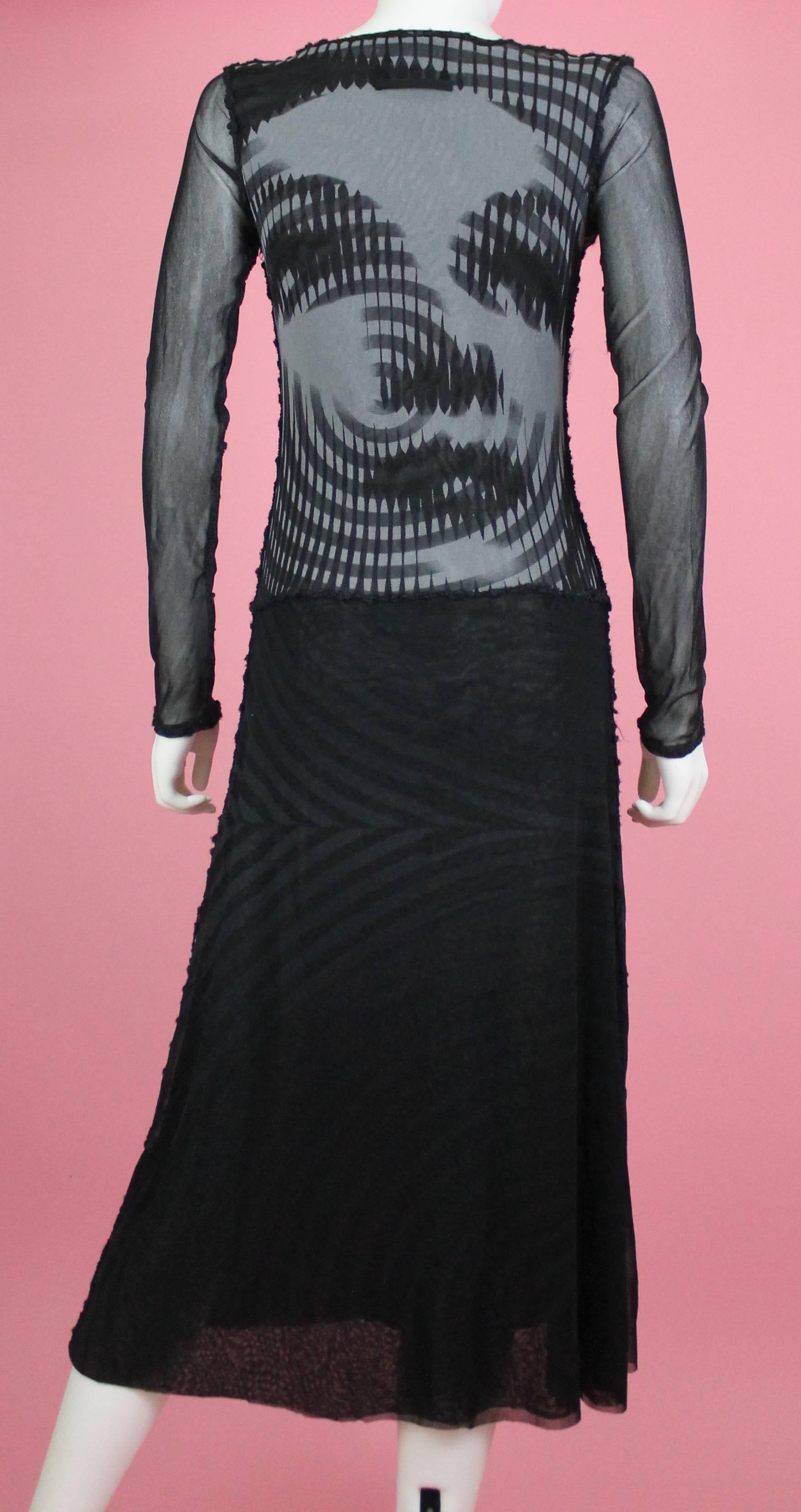 Black Jean Paul Gaultier Maille Greta Garbo Face Print Dress Size M