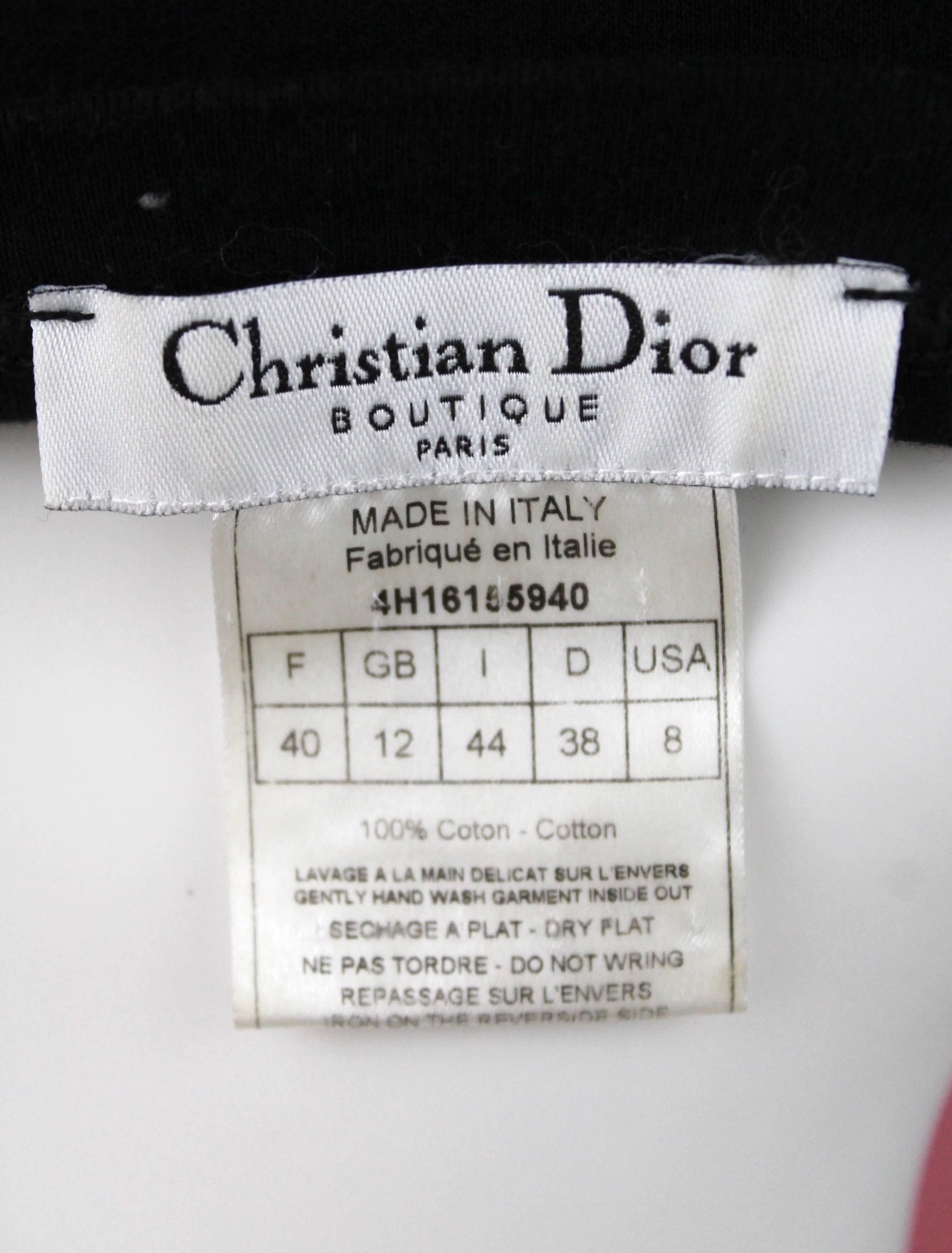 Christian Dior  Cupid Logo Long Sleeve Black T-Shirt, c. 2000's, Size 8 US 1