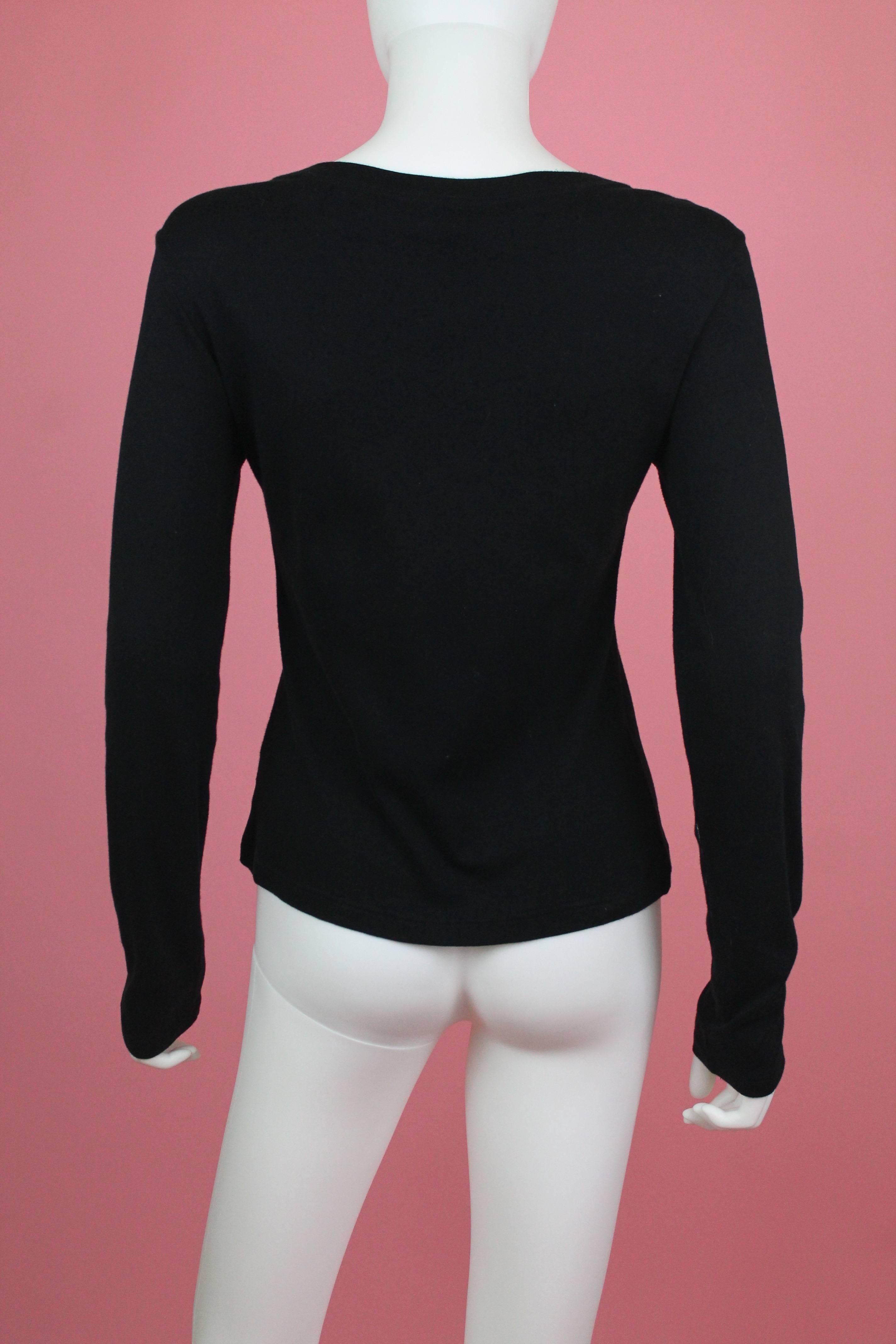 Women's or Men's Christian Dior  Cupid Logo Long Sleeve Black T-Shirt, c. 2000's, Size 8 US