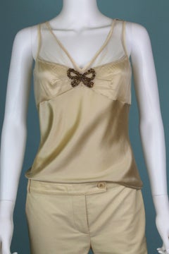 John Galliano Nude Tank and Capri Pants Set, c. 2000's, size US 6
