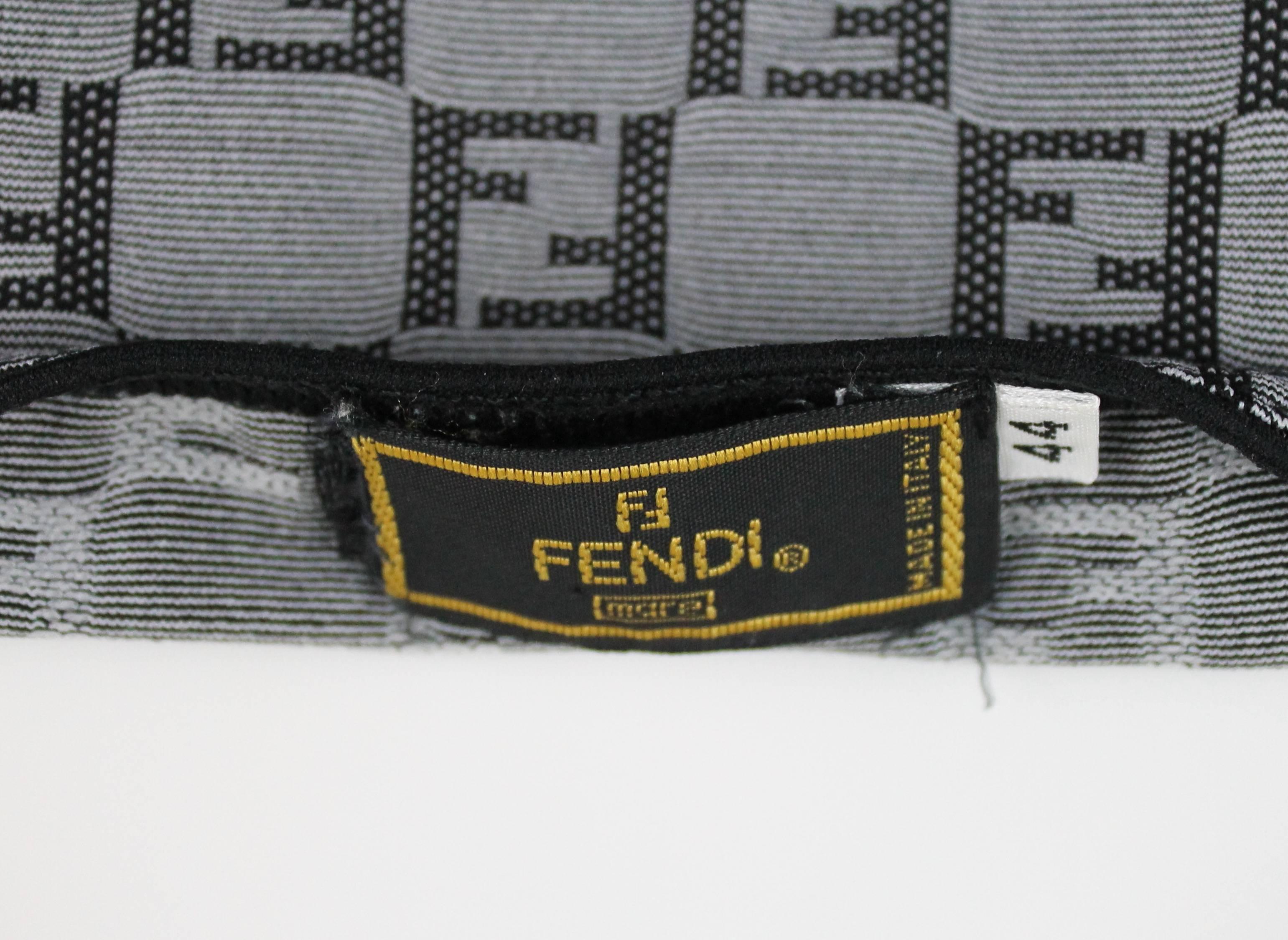 Fendi Monogrammed Grey Tank Top, c. 90's, Size US 8 In Excellent Condition In Los Angeles, CA