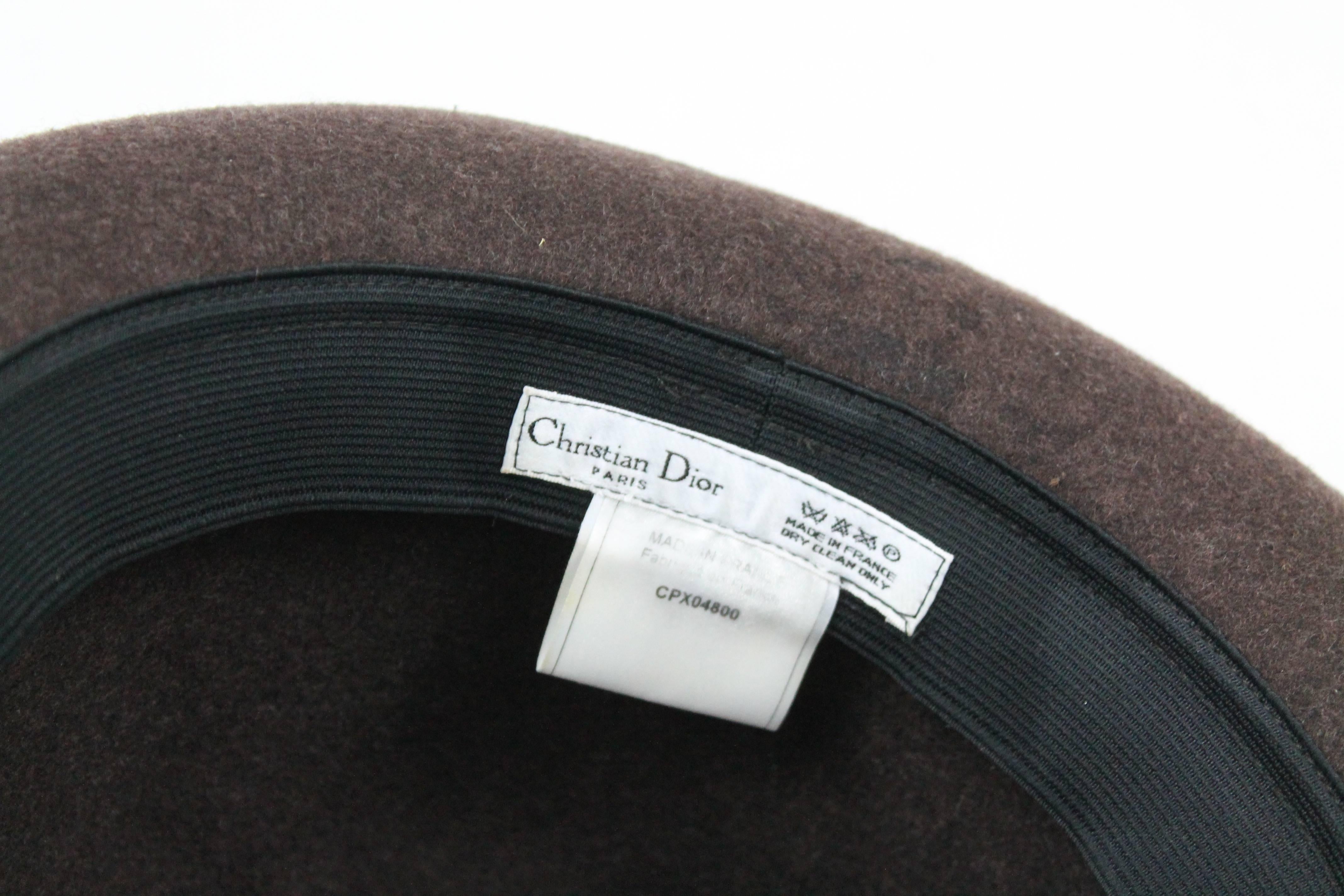 Black Christian Dior Brown Wool Felt Bowler Hat, c. 2000's, US Hat Size 8