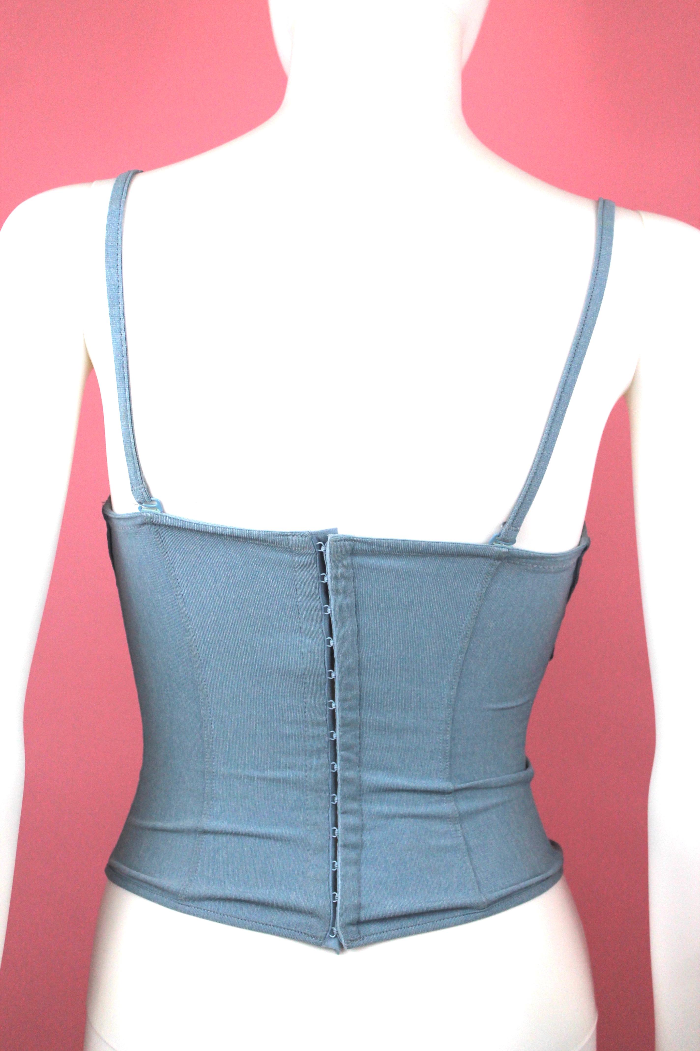 Women's Christian Dior Light Blue Bustier with Lace Up Detail, c. 2000's, Size US 2