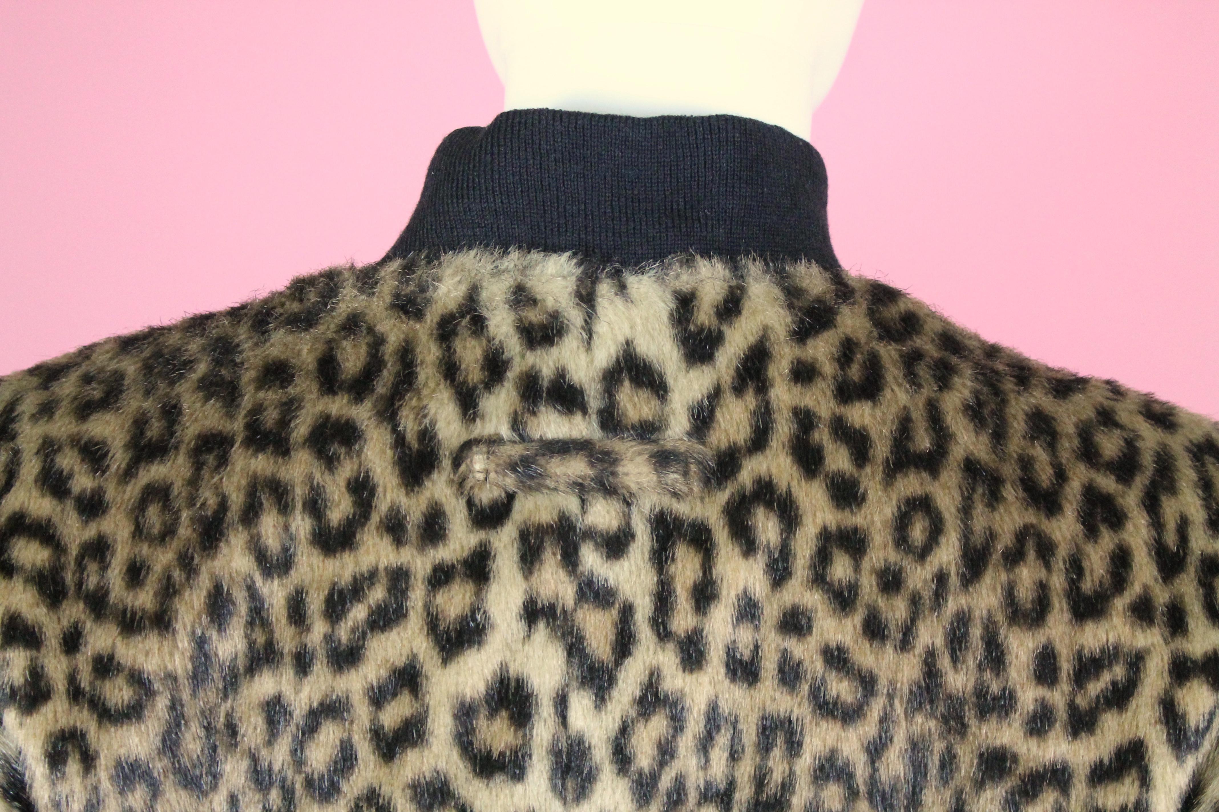 Women's Jean Paul Gauliter Faux Leopard Fur Jacket, c. 1990's, US Size 4