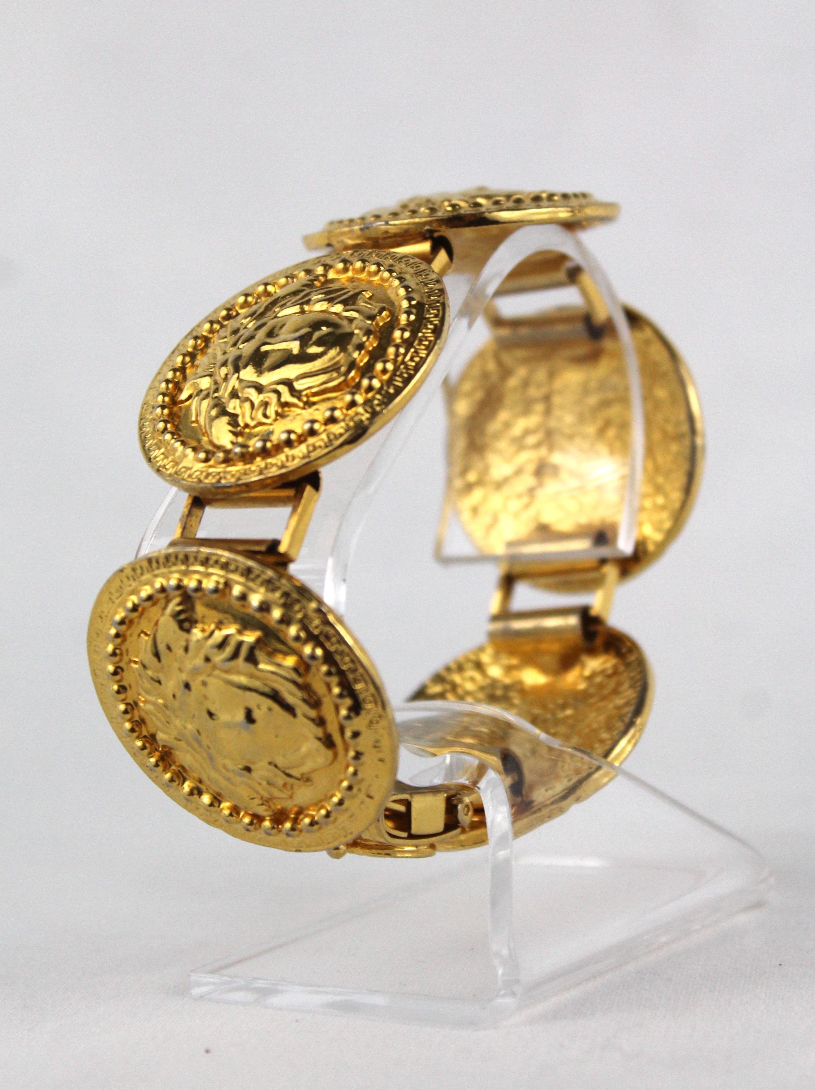 Women's or Men's Gianni Versace Gold Medusa Jewelry Handmade Set, 1998