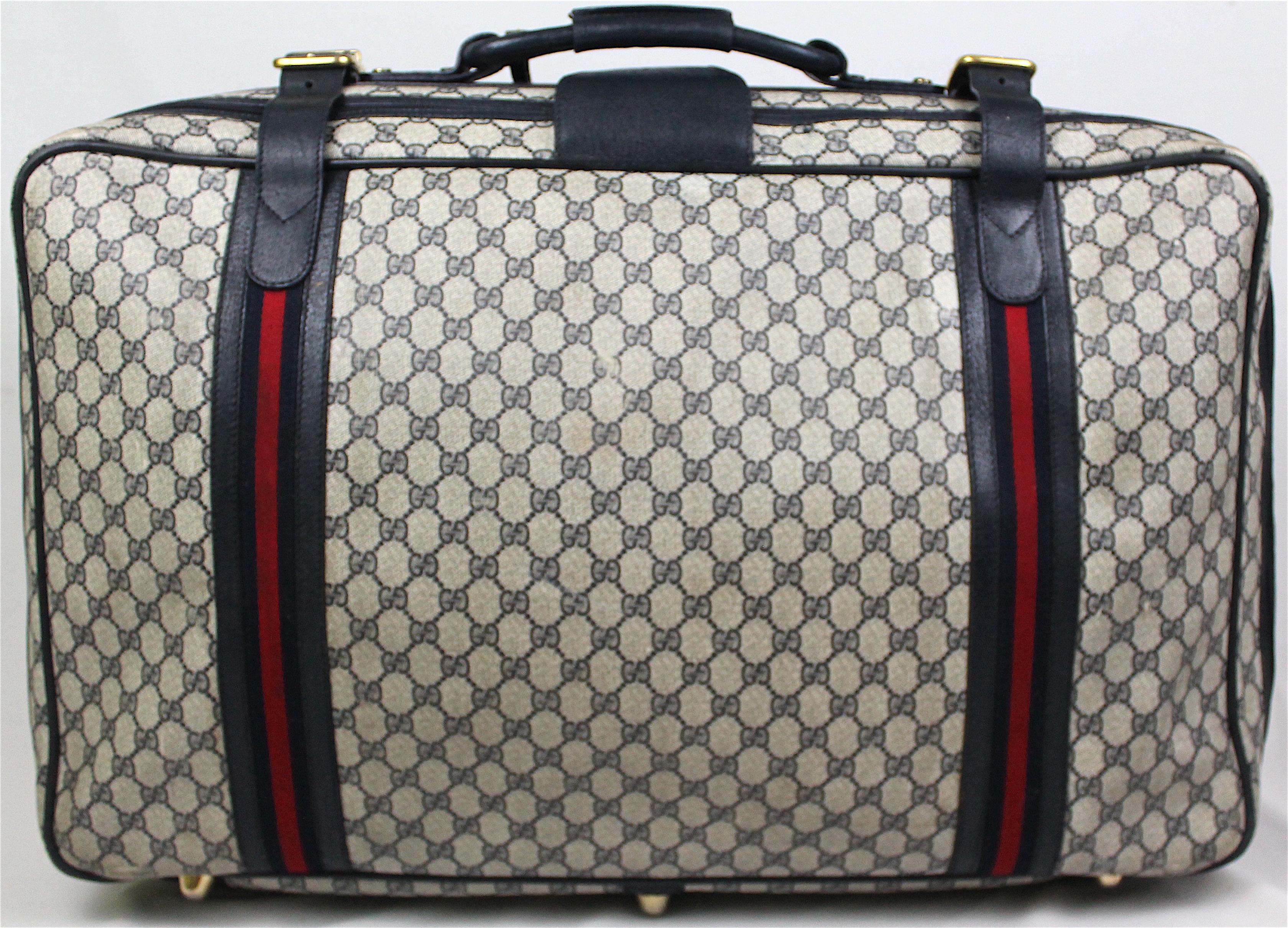 Women's or Men's Gucci Guccissima Canvas & Leather Luggage Suitcase, c. 1980's, 16