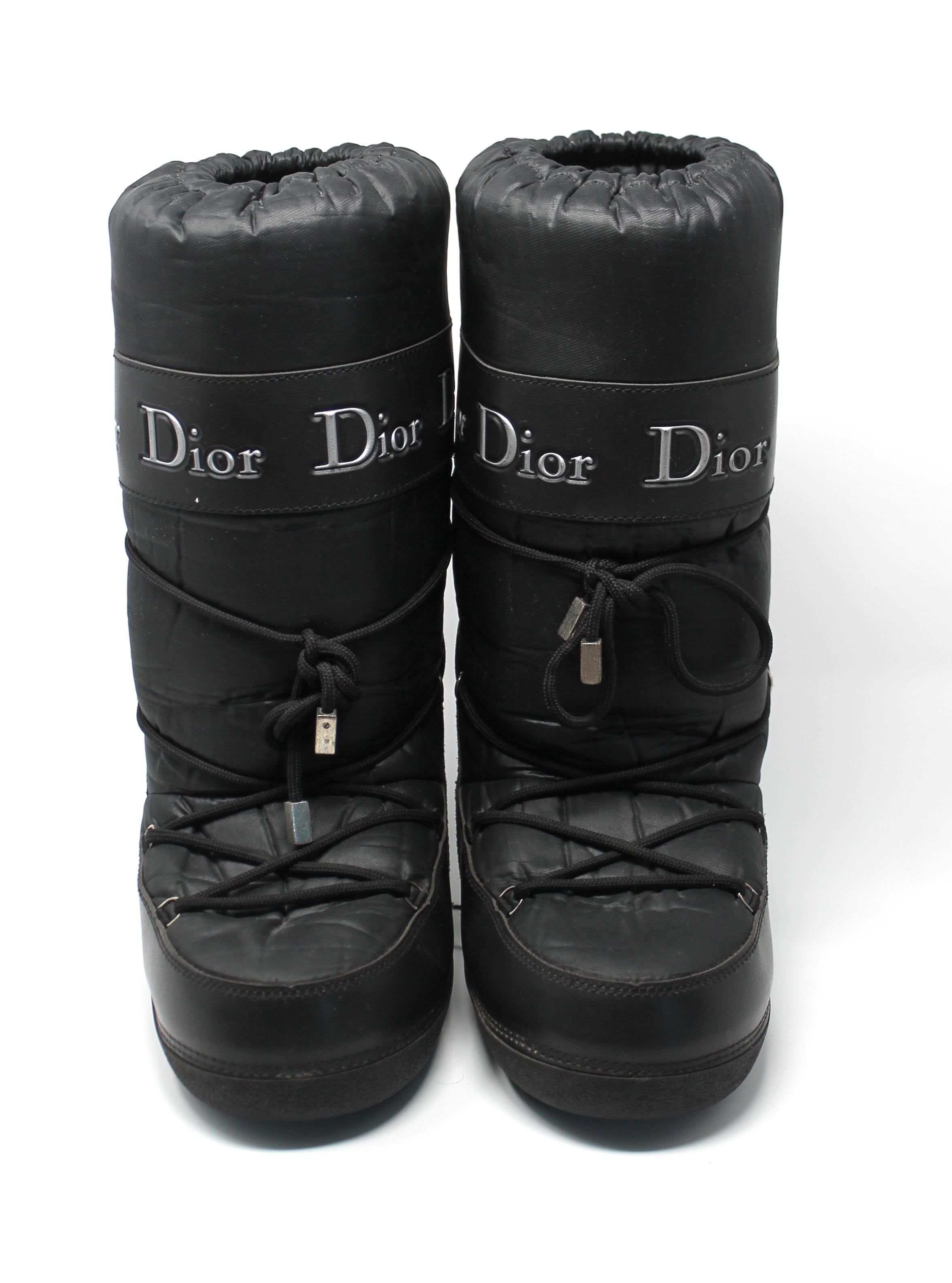 Dior Black Nylon Apres Ski Boots  In Good Condition In Los Angeles, CA