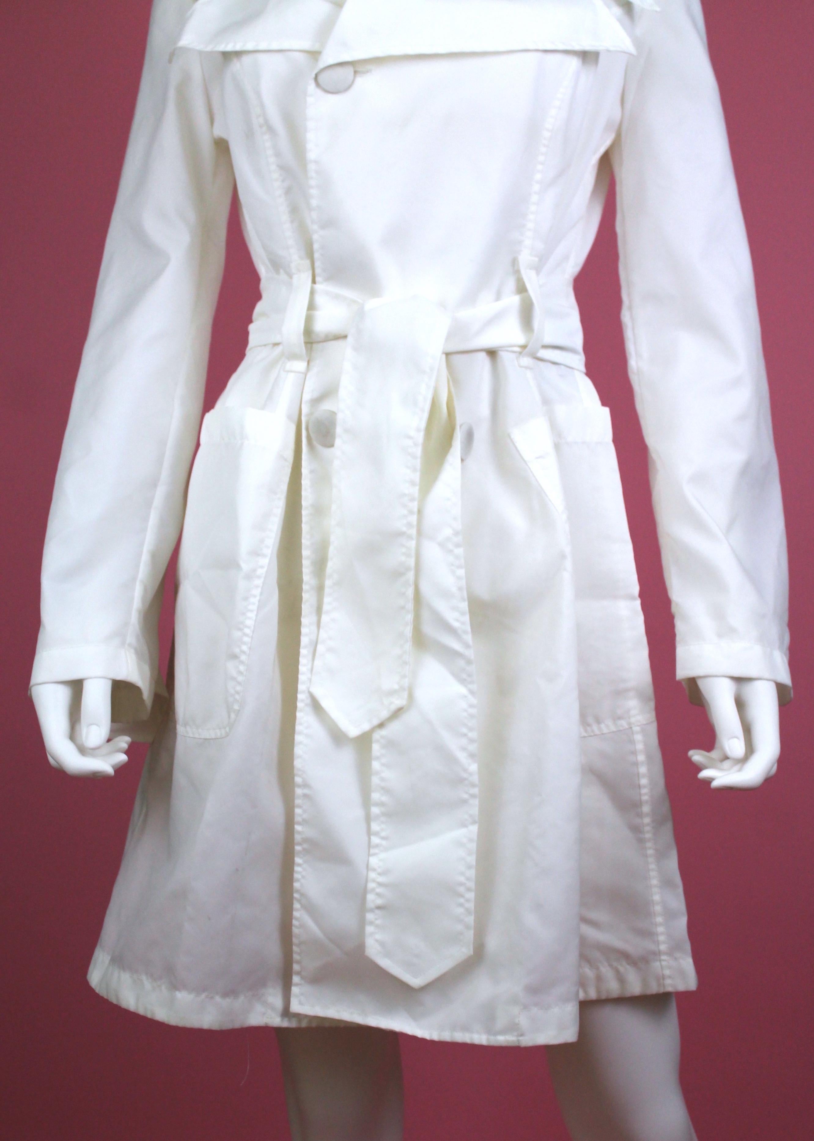Gray Dolce & Gabbana Optical White Belted Trench Coat Size US 6