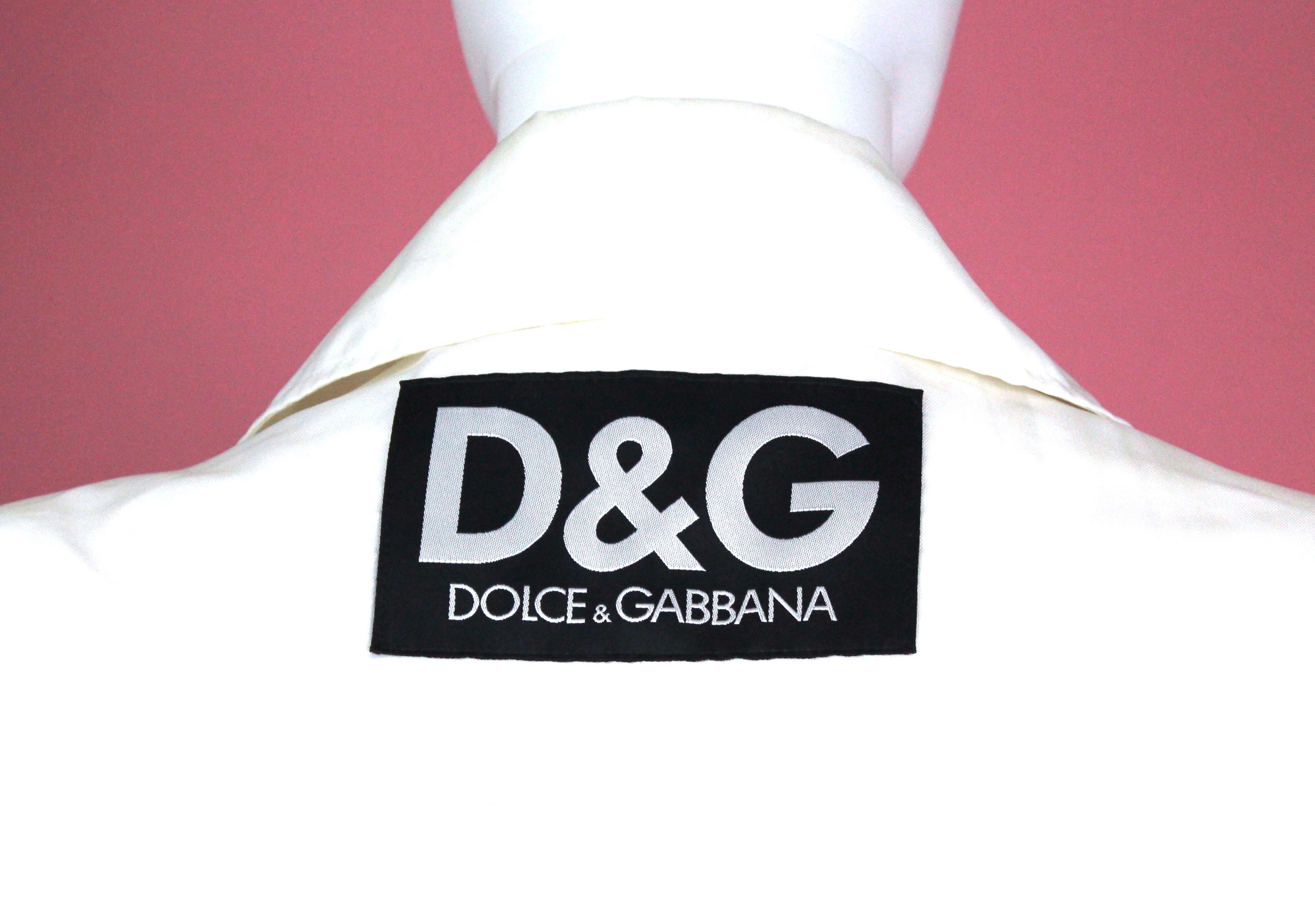 Women's Dolce & Gabbana Optical White Belted Trench Coat Size US 6