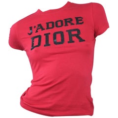 Christian Dior Metal Logo T-Shirt in Red, 2003, Size US 4