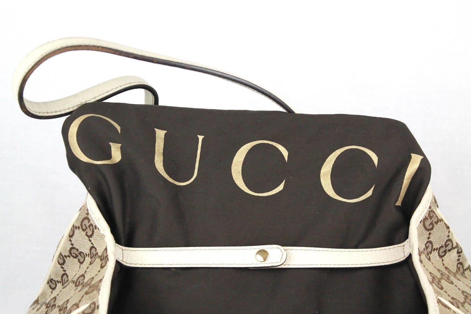 Brown Gucci Monogram Medium Princy Tote 163805 GG Canvas Leather with Dustbag