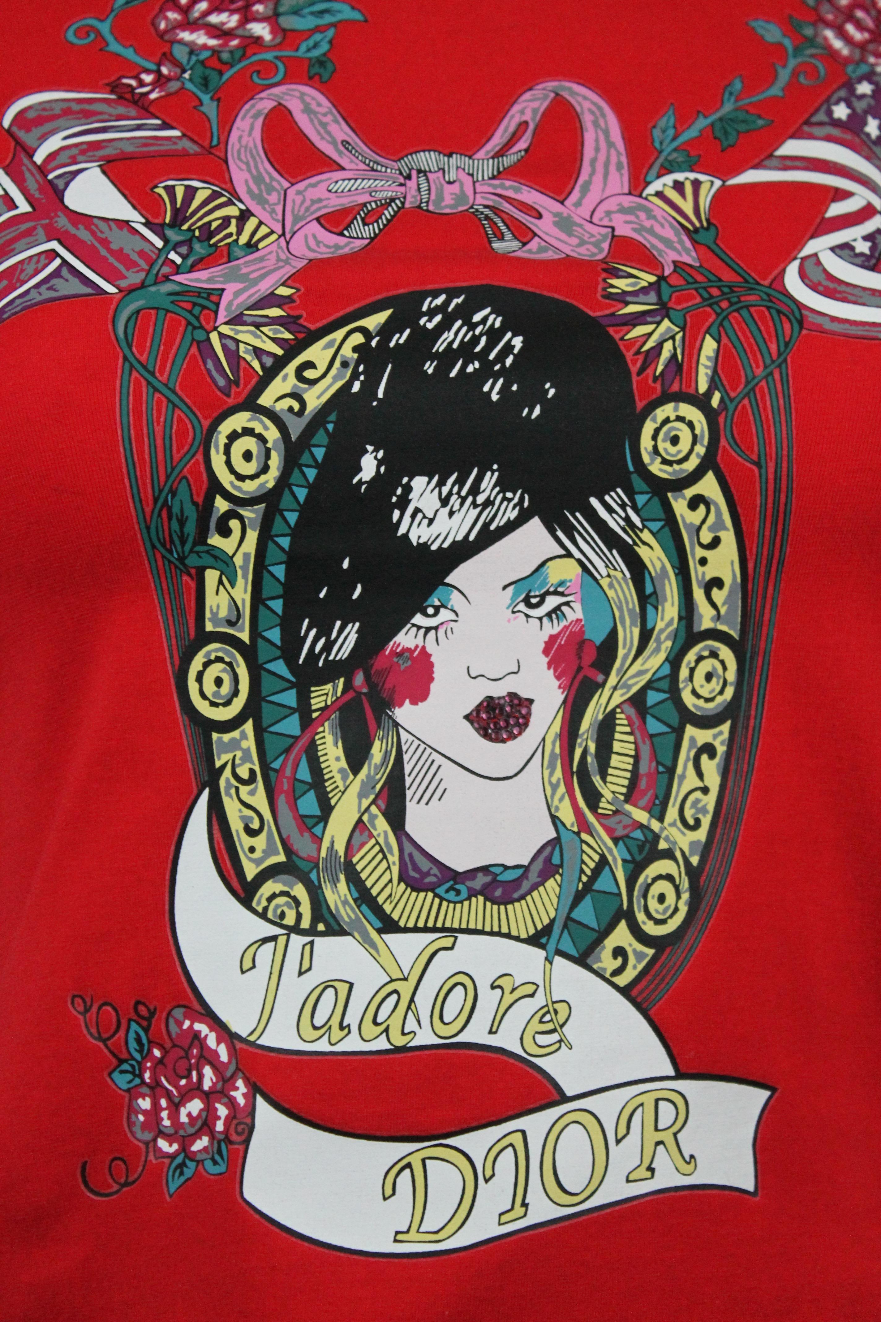 -Iconic print from early 2000's Dior era, tattoo motif seen first on the SS2004 runway
-Shirt is from Dior junior division 
-Sized 12A, best fitting a size US 0
-Brand new with tags and factory packaging

Approximate Measurements (in inches) 
-Bust: