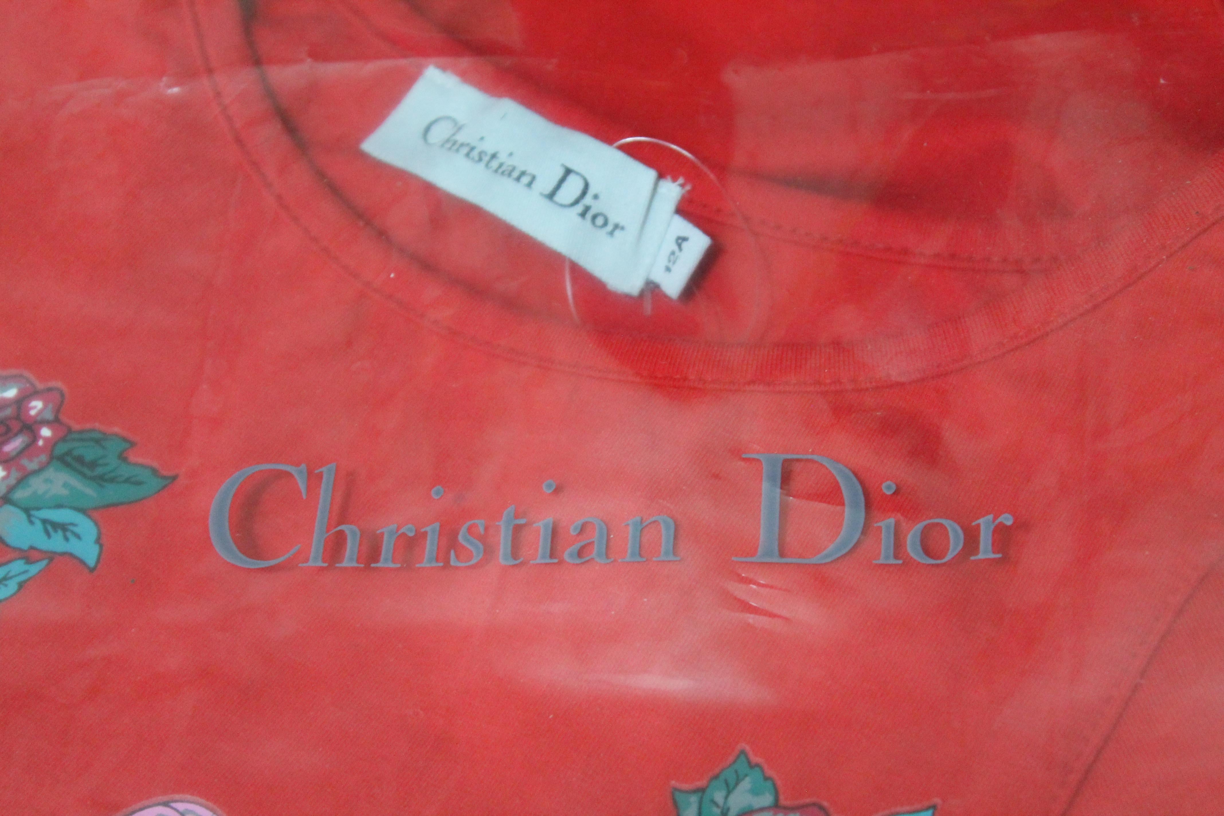 Christian Dior Galliano Tattoo Motif Red T-Shirt, 2004, Size US 0 1