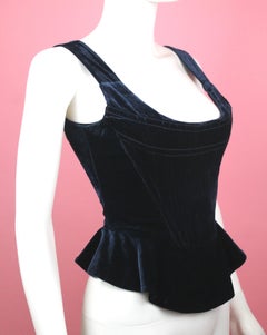 Vivienne Westwood Navy Blue Velvet Corset from Red Label, AW15, Size US 4