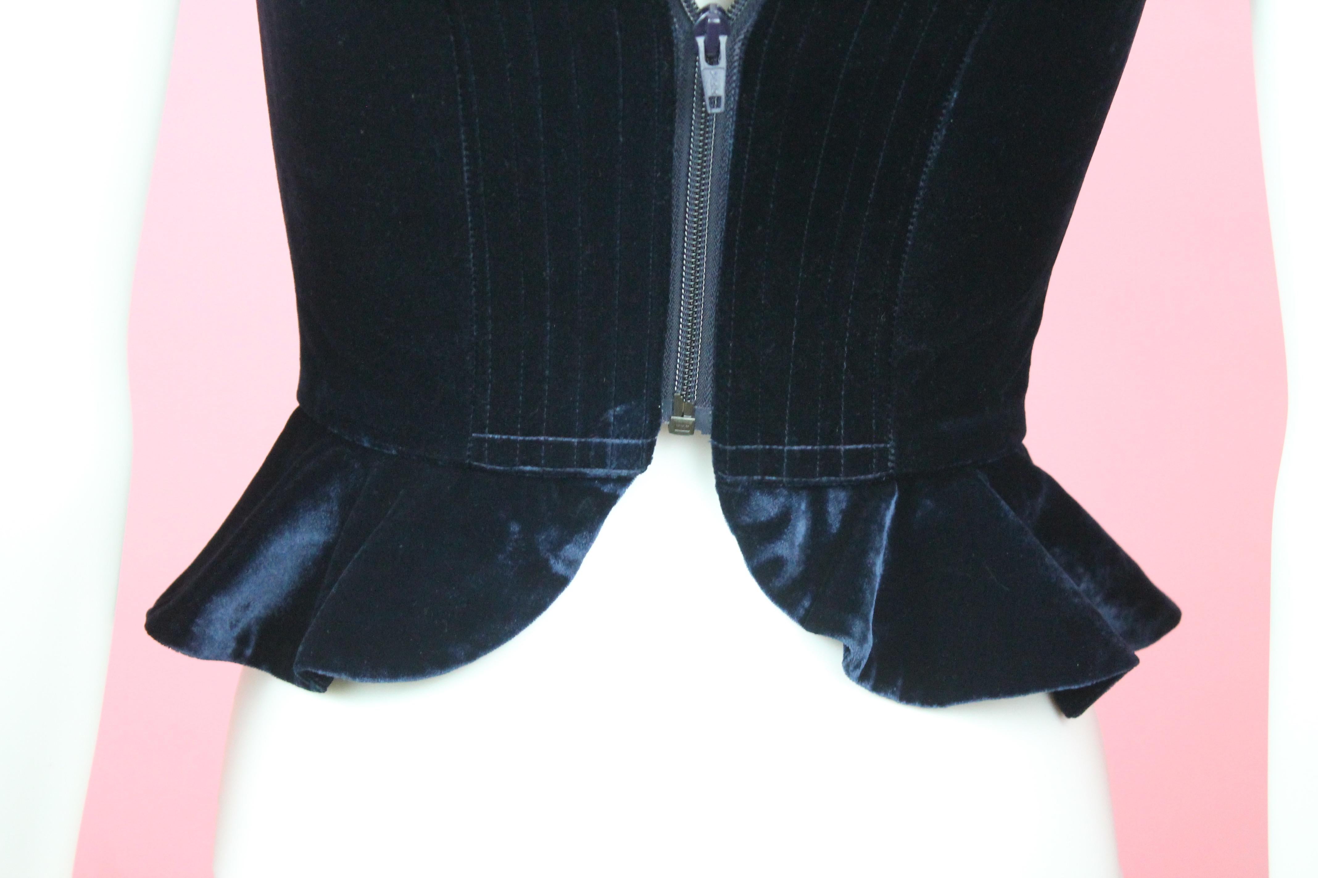 Women's Vivienne Westwood Navy Blue Velvet Corset from Red Label, AW15, Size US 4