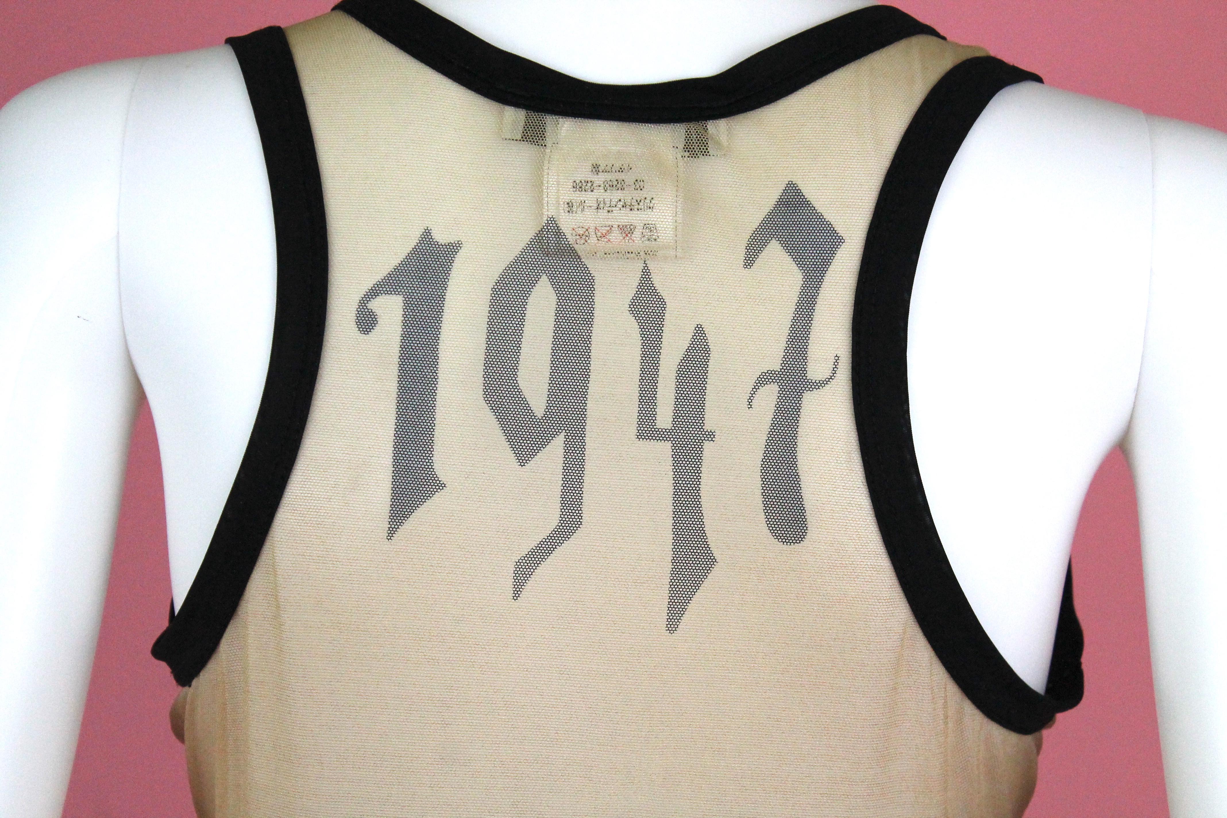 Christian Dior Mesh Tank Top with Gothic Logo, SS 2002, Size 8 US In Excellent Condition In Los Angeles, CA