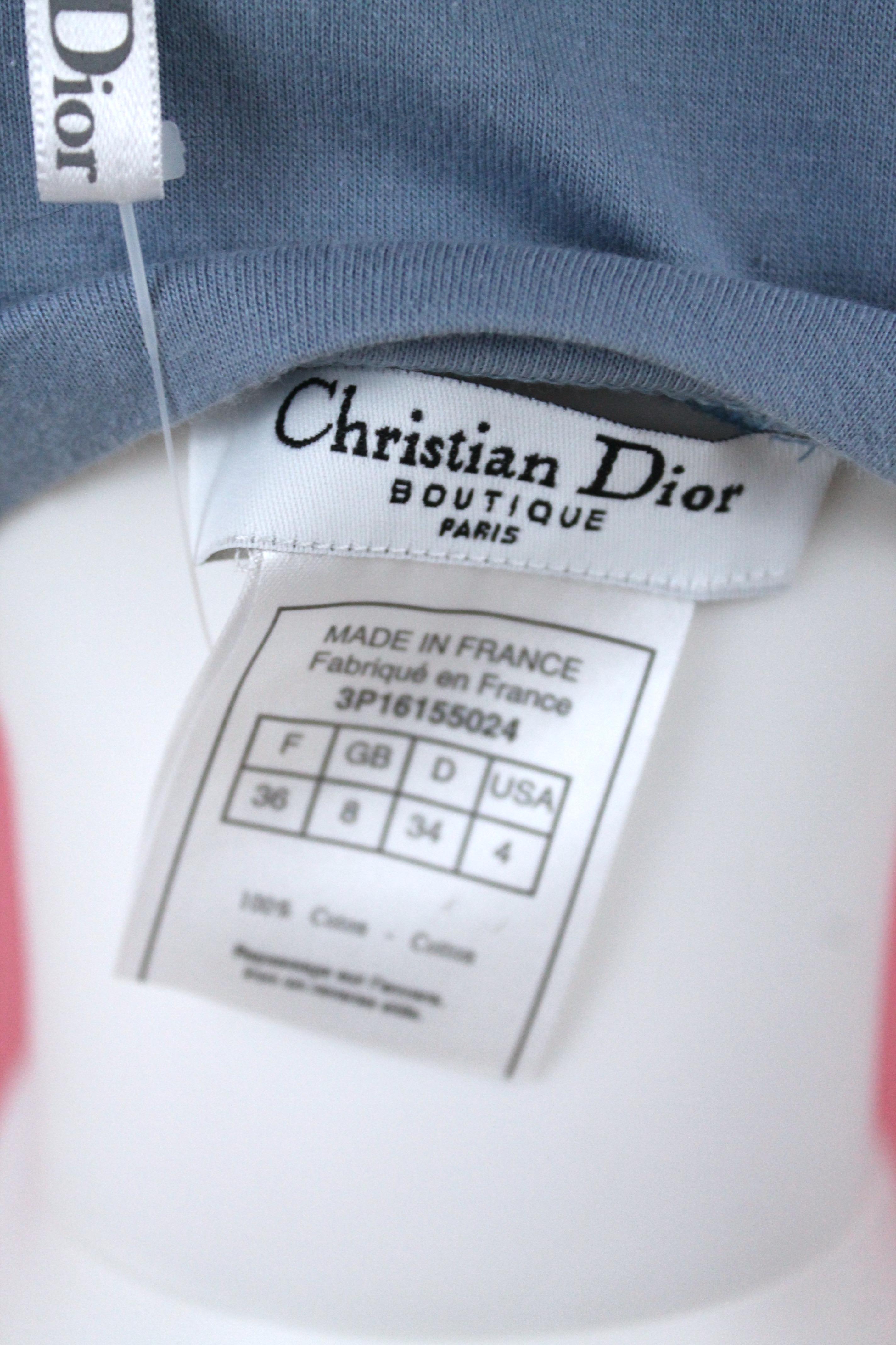 Christian Dior Denim Trompe L'oeil Cotton T-Shirt, c. 2000's, Size US 4 1