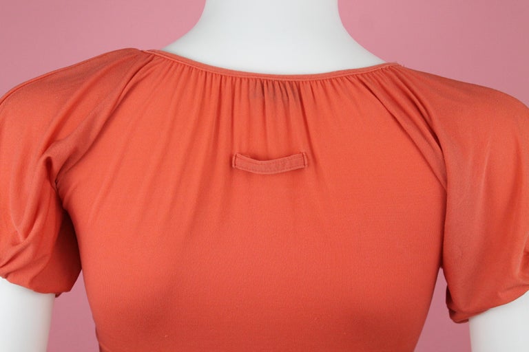 Jean Paul Gaultier Femme Ruched Sleeve Orange Top, Size 4 For Sale 1