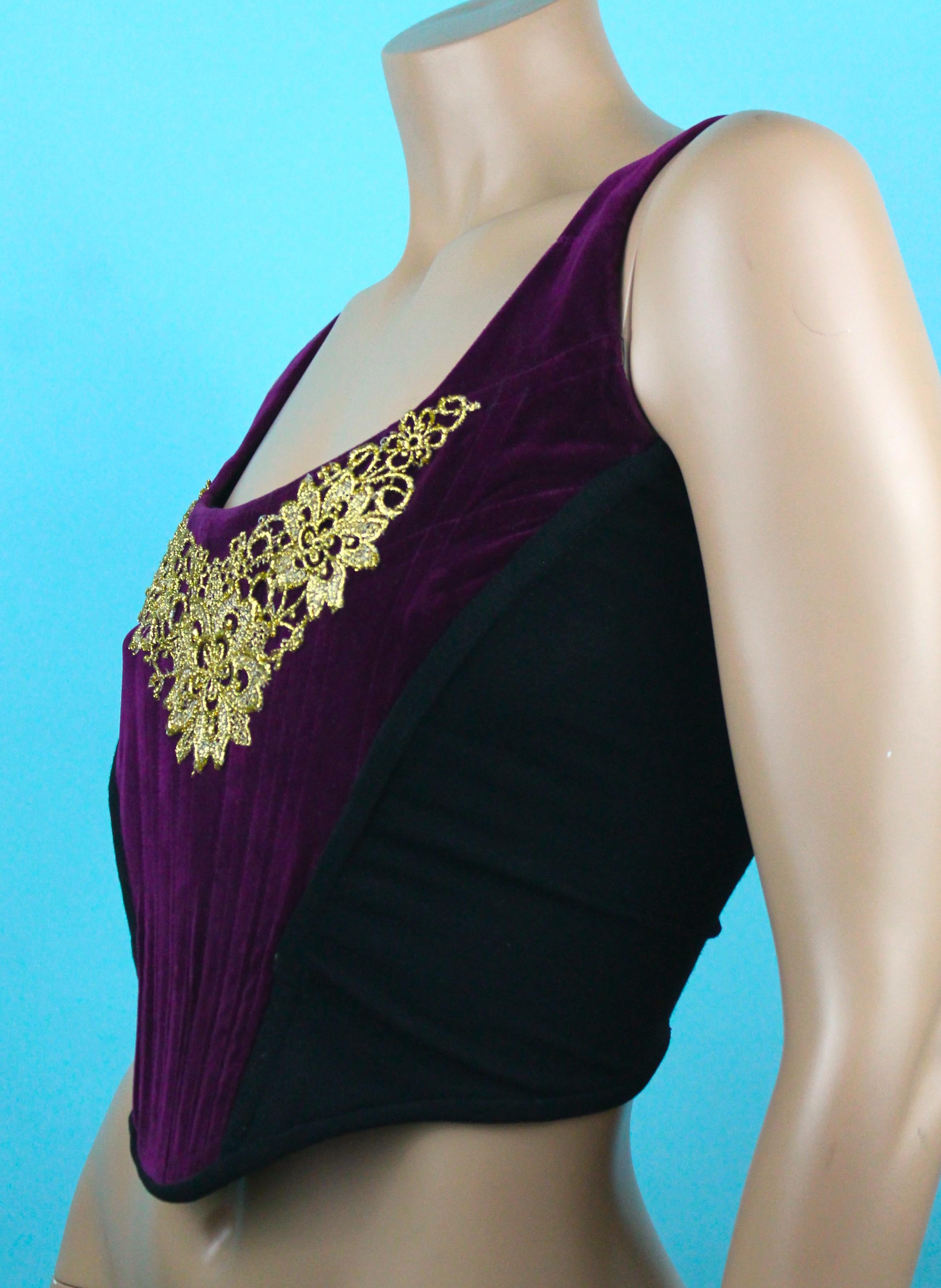 Vivienne Westwood Magenta Velvet Corset from Gold Label, c. 90's. Size US 2/4 In Excellent Condition In Los Angeles, CA