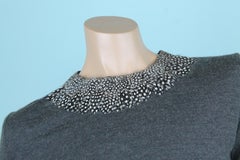 Valentino Boutique Feather Collar Grey Sweater, circa 1980s