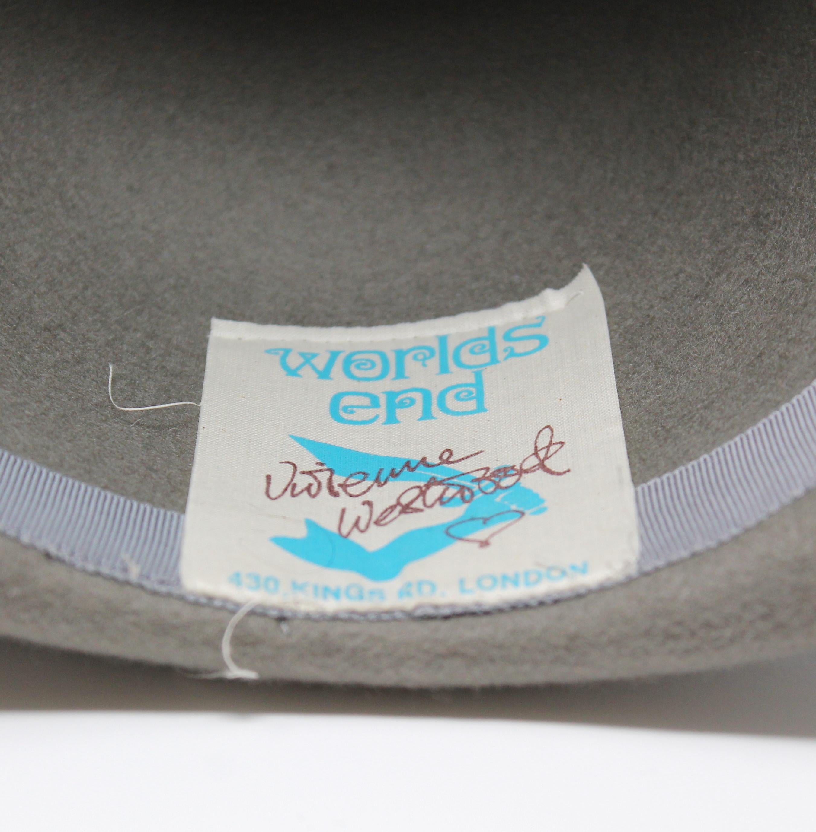 Vivienne Westwood Grey Pirate Hat, AW 1981 reissue, Size US M In Good Condition In Los Angeles, CA