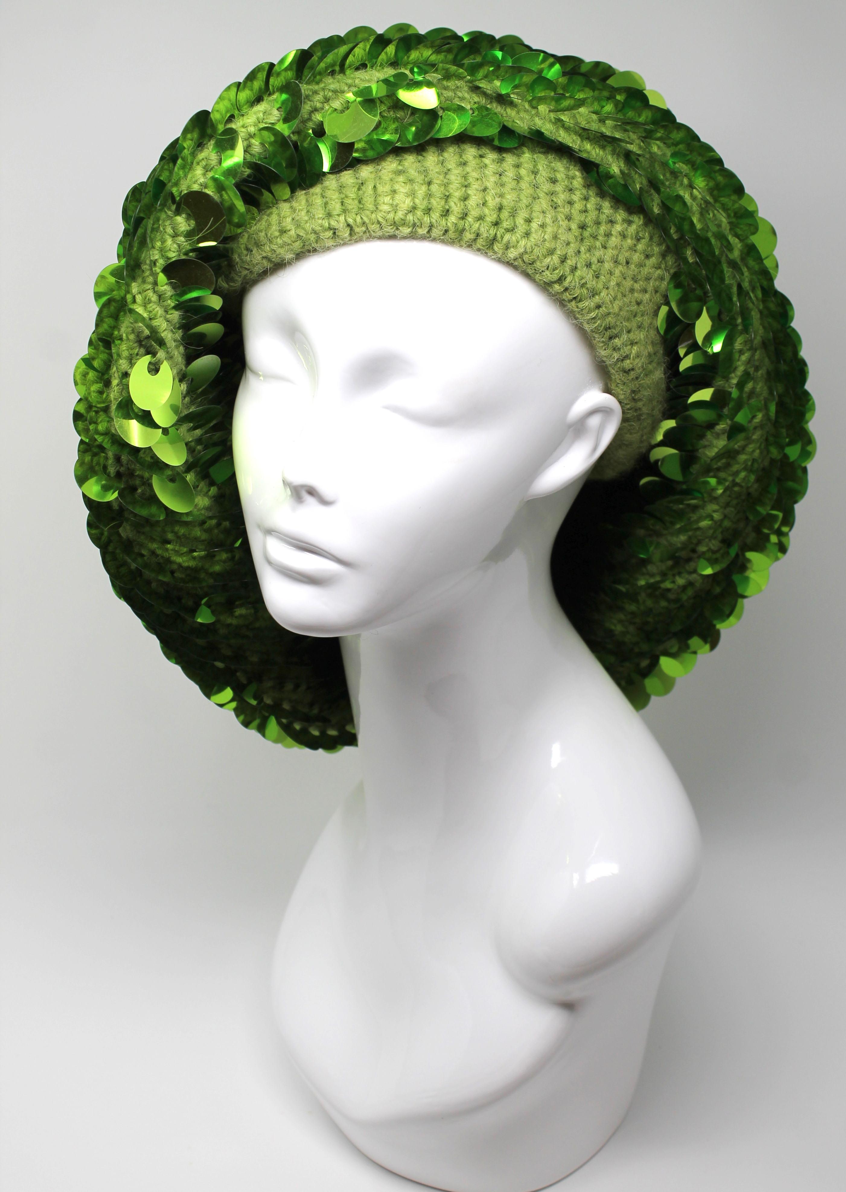 Marc Jacobs Lime Green Sequined Beanie, AW 2006, One Size For Sale 2