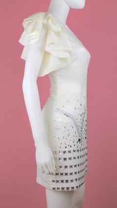 Gucci Ivory Silk Sheath Dress with Diamante Embellishments, c. 2000's, Size M